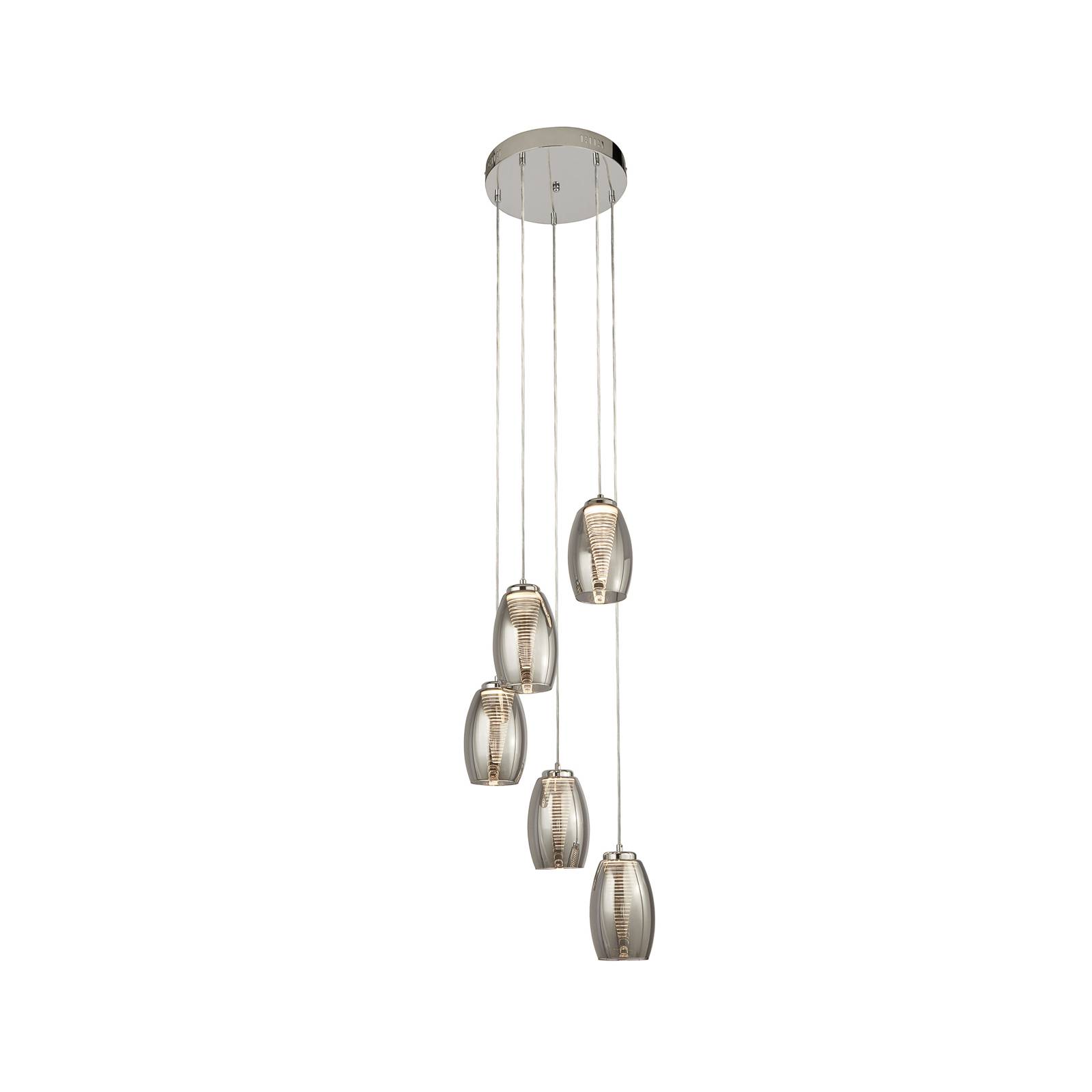 Hängeleuchte Pendelleuchte Esszimmerlampe led Rauchglas Stahl chrom Wohnzimmer