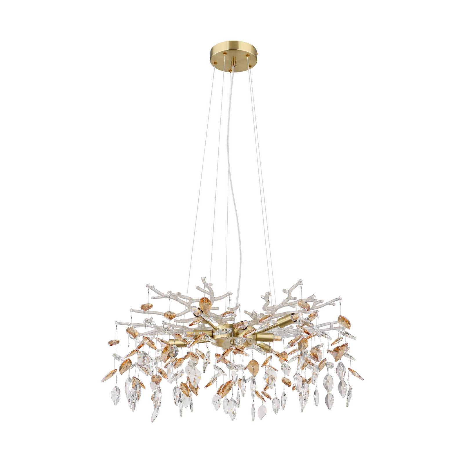 Kronleuchter Danna, goldfarben/amberfarben/klar, Ø 61 cm