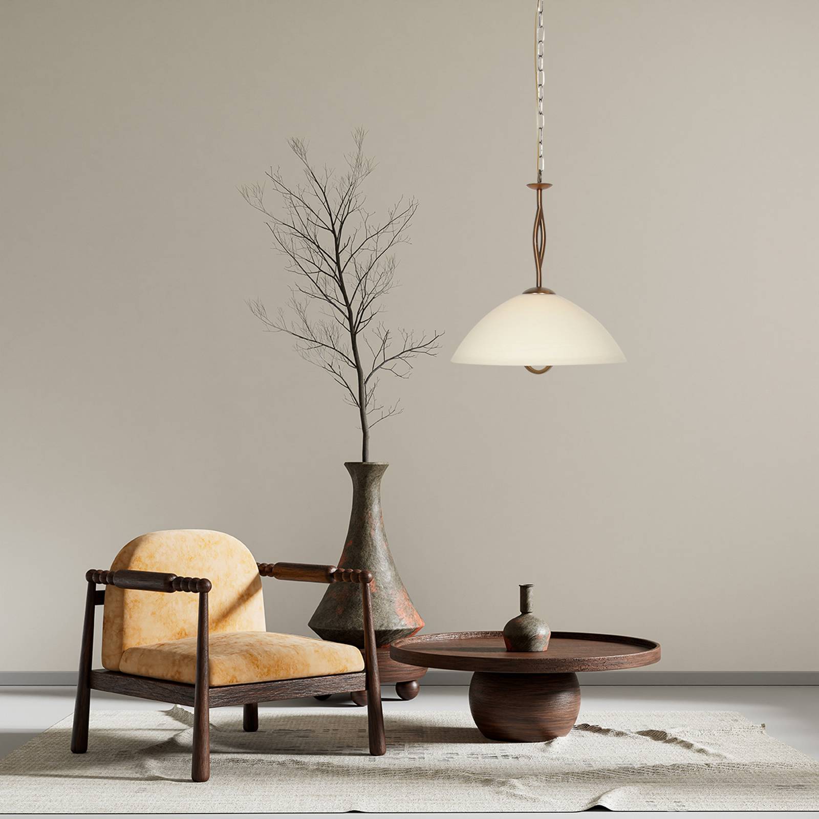 Hängeleuchte Anthea, 1-flammig, bronze, Metall, Glas, E27 günstig online kaufen