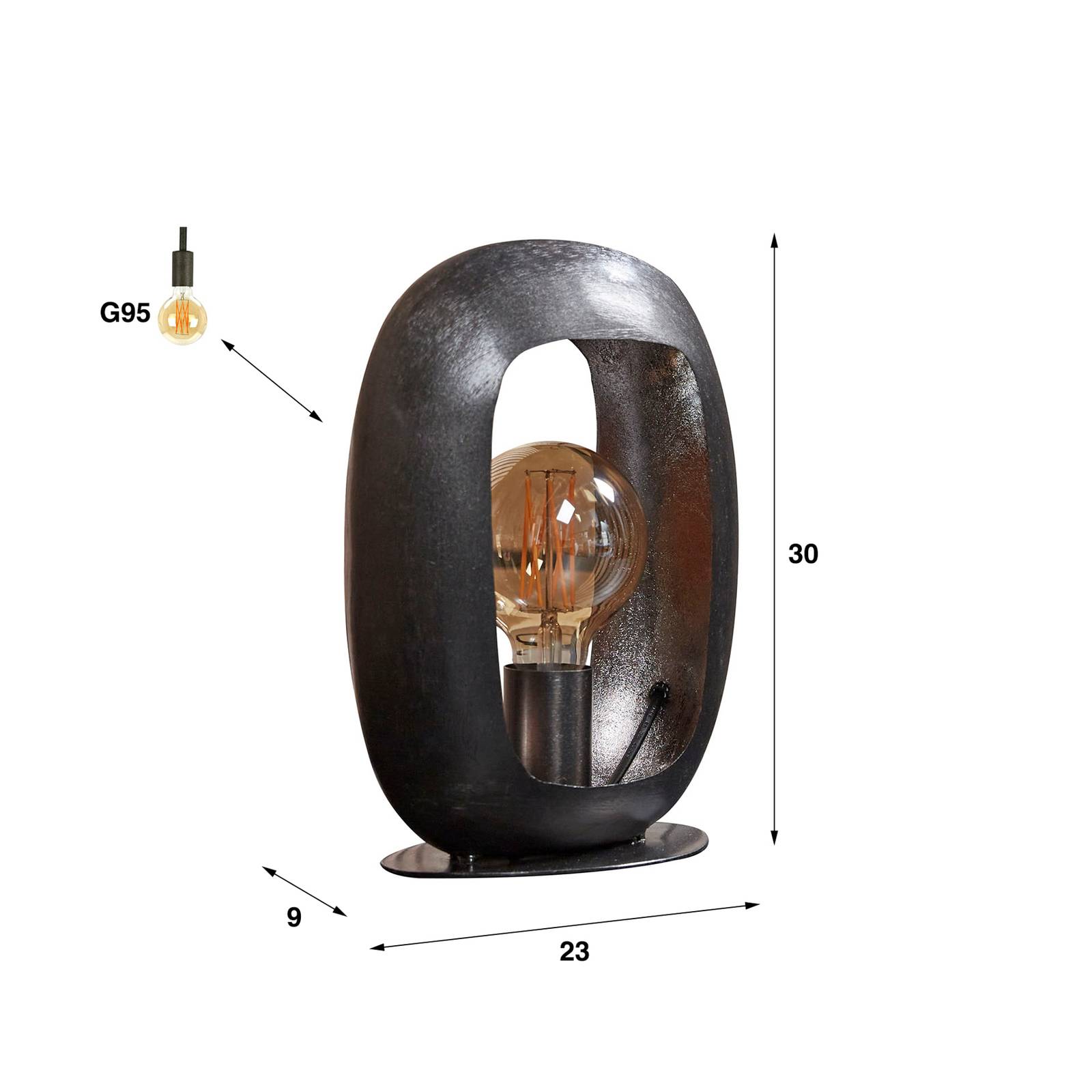 Lampa stołowa Kazumi, czarno-niklowa/złota, 30 cm