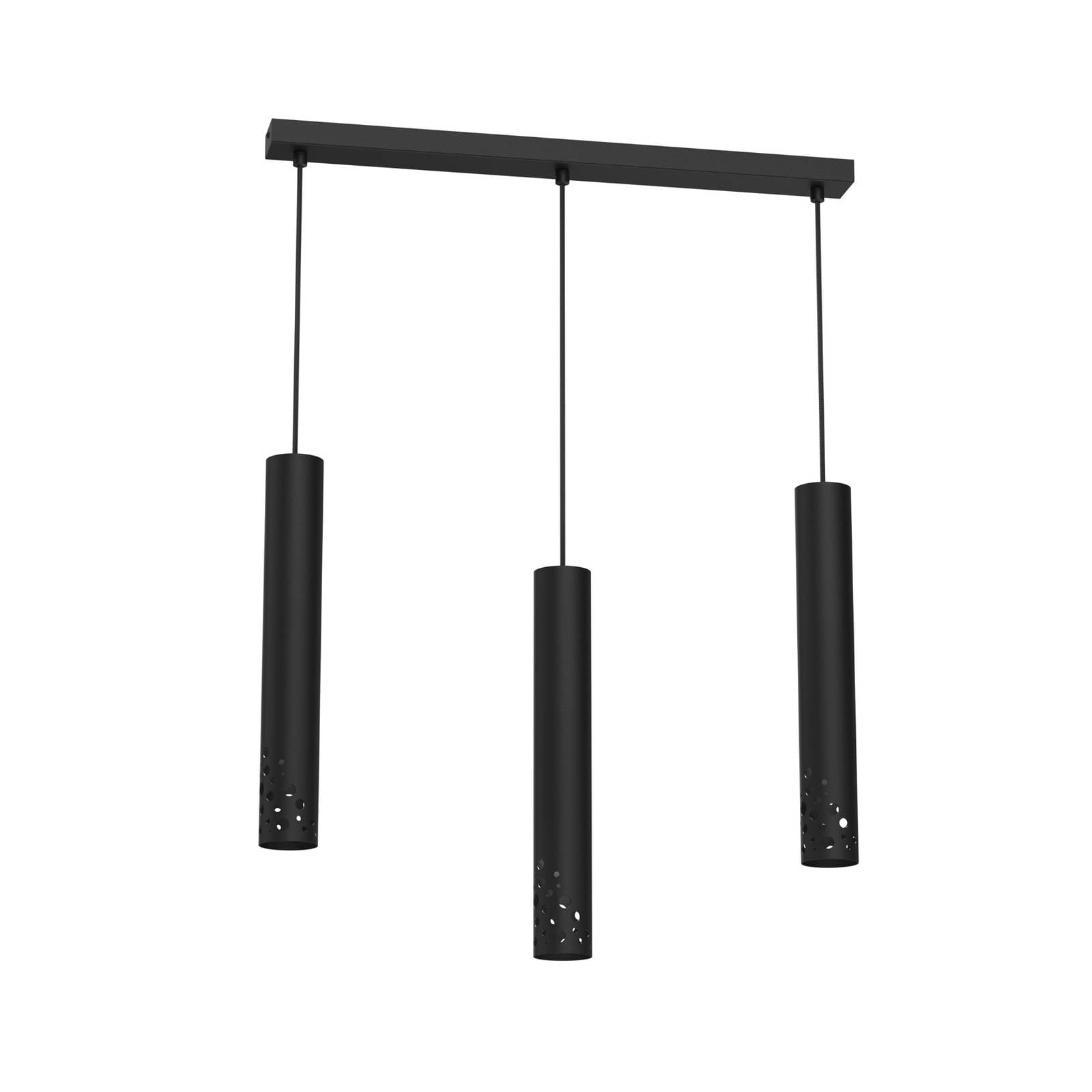 Hängeleuchte Tibia, dreiflammig, lang, schwarz, Stahl, GU10