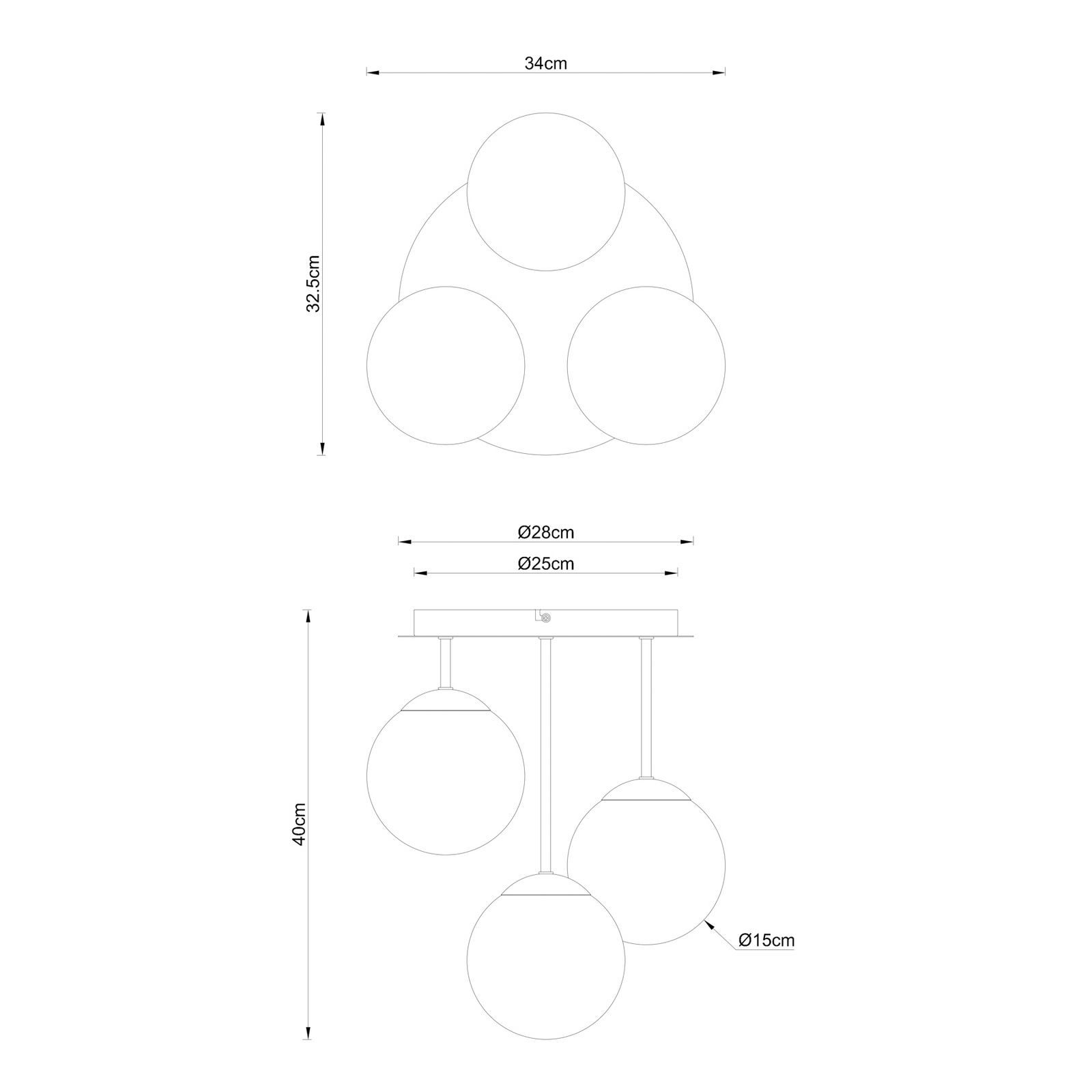 Deckenleuchte Harmon, schwarz/rauch, Glas, Ø 33 cm, E14