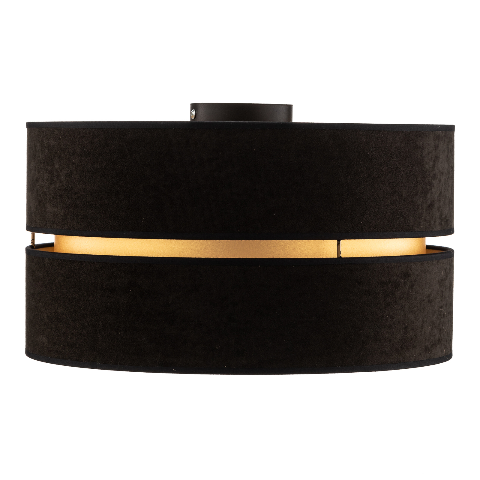 Duo ceiling light made of fabric, black/gold Ø40cm Lights.co.uk