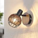 Lindby Nermina rattan spotlight, cage, one-bulb