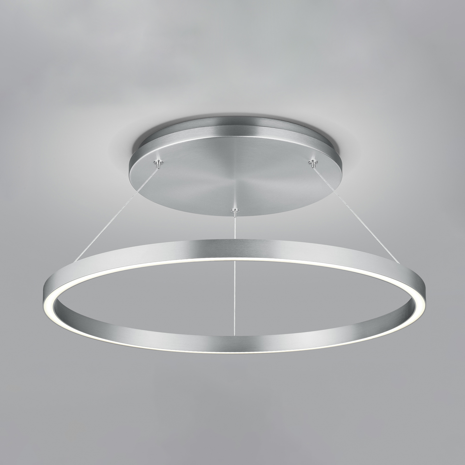 Lampada LED a sospensione Lisa-D, anello, nichel