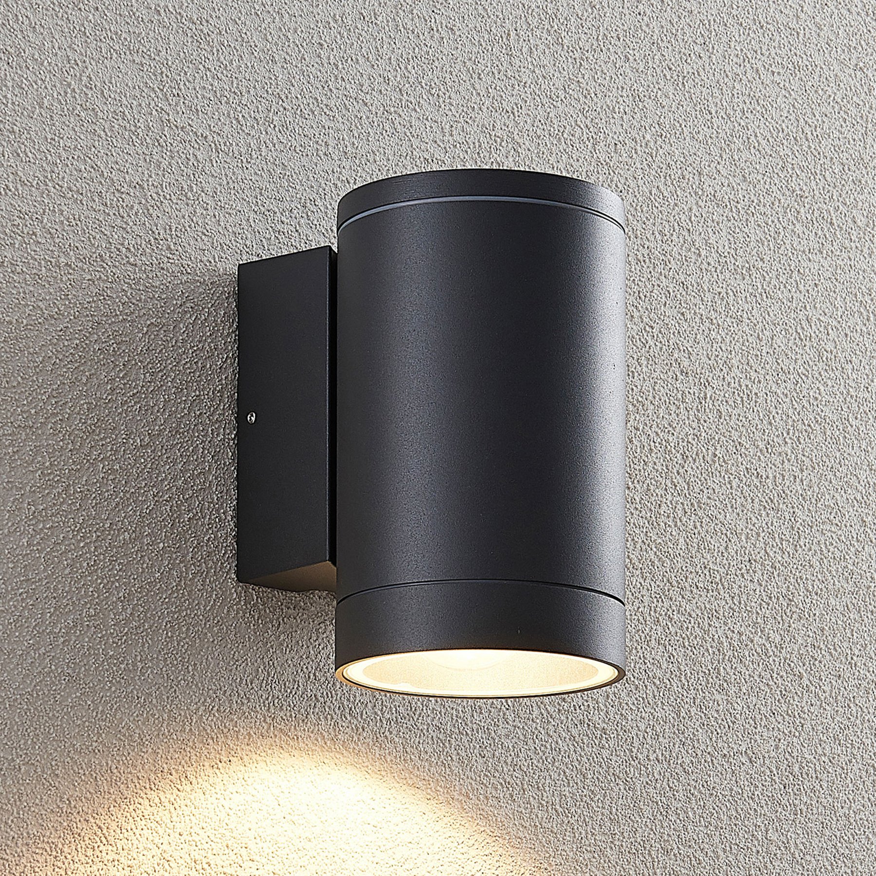 Lucande Thomke outdoor wall lamp, E27, 1-bulb, die-cast aluminium, tempered glass, E27, 25 W, energy efficiency: A++, W: 10.8 cm, H: 17.5 cm