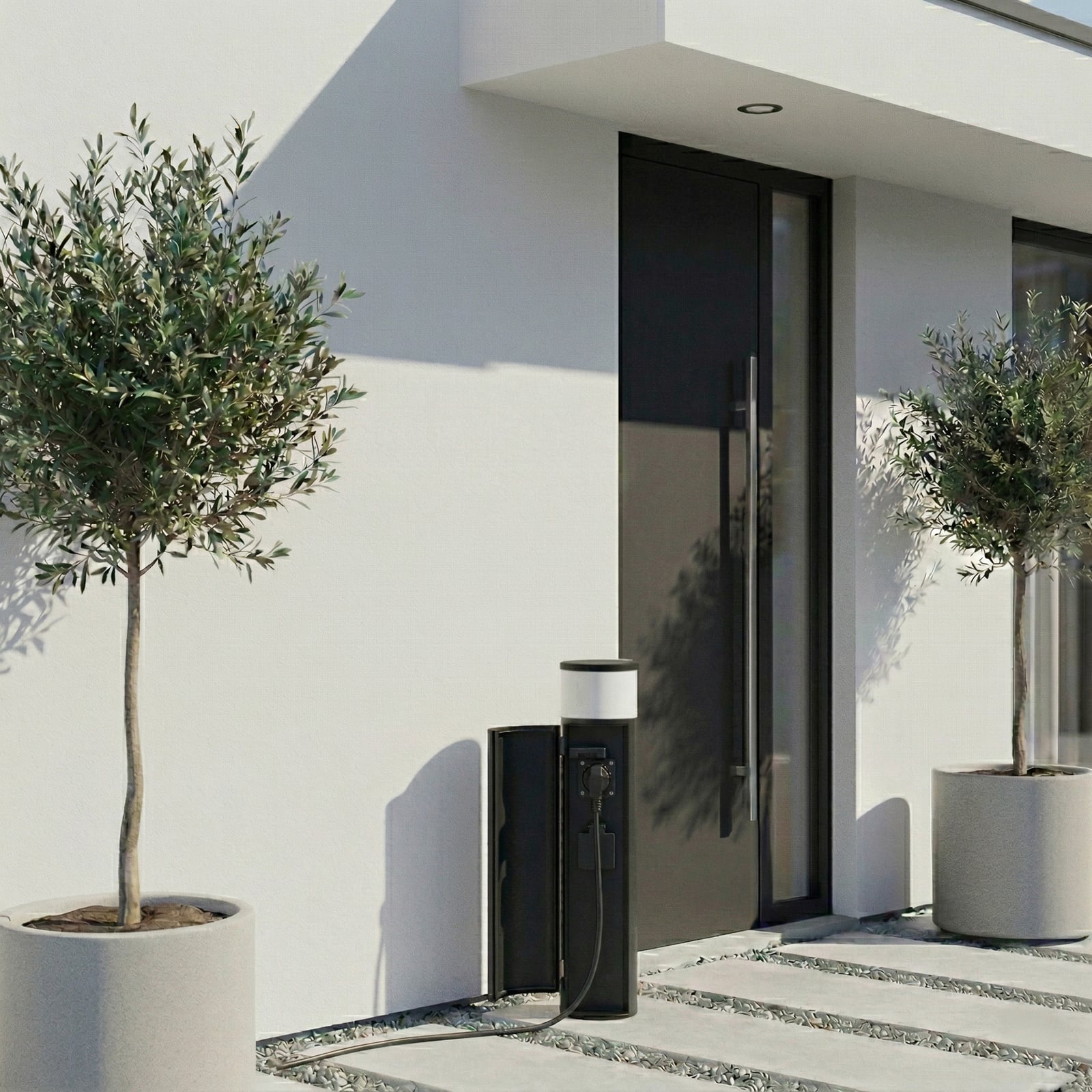 Corban Sockellampe, grau, Steckdosen, G9, IP44 - Lucande