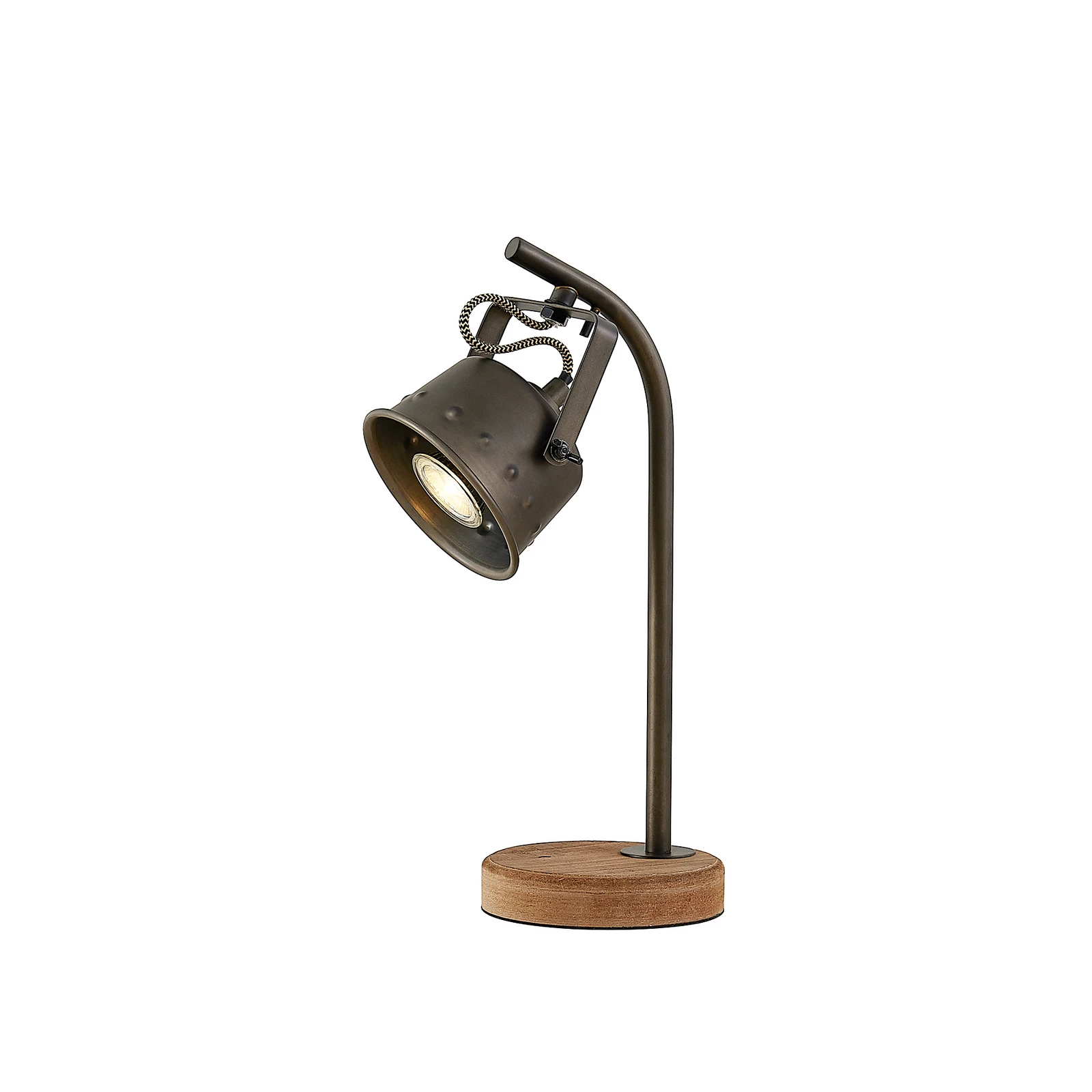 Lampe de table Rubinjo de Lindby, 37 cm, noir, bois, métal, GU10