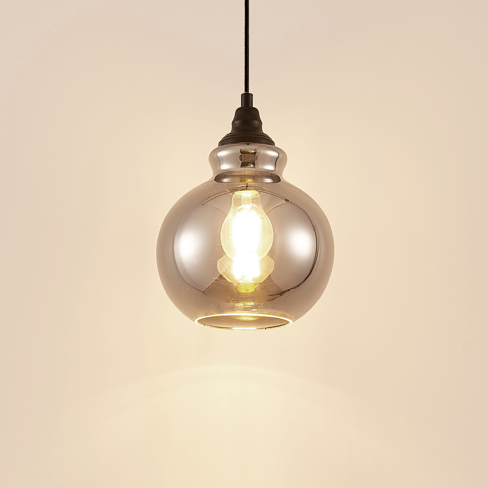 Lindby Temari hængelampe, røgglas, 1 lyskilde