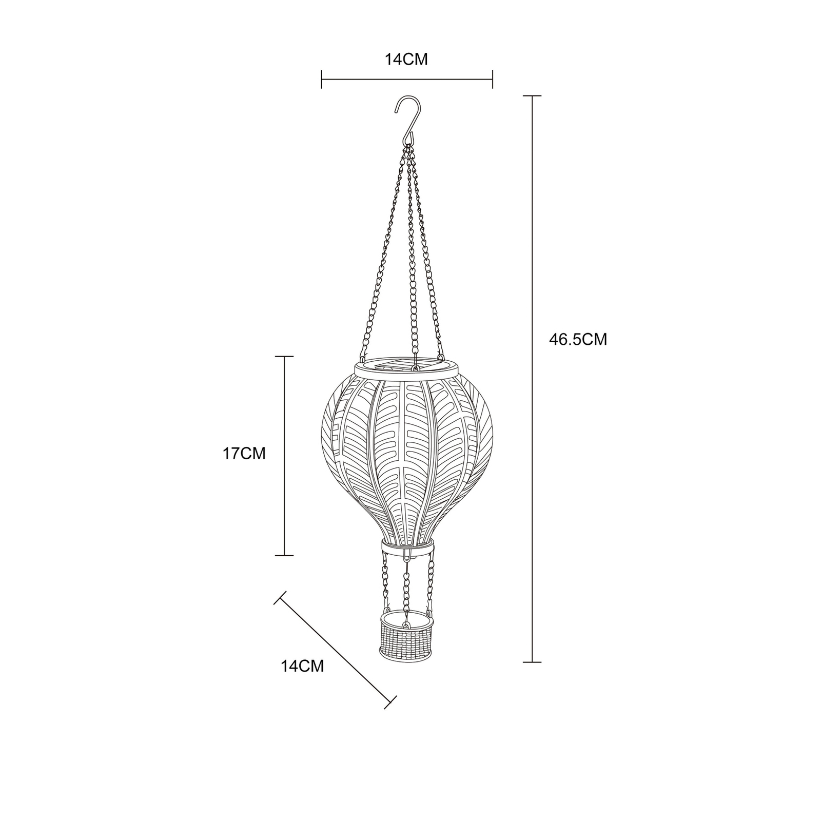 LED-solcellelampe 36136B Varmluftsballong, fargerik, plast