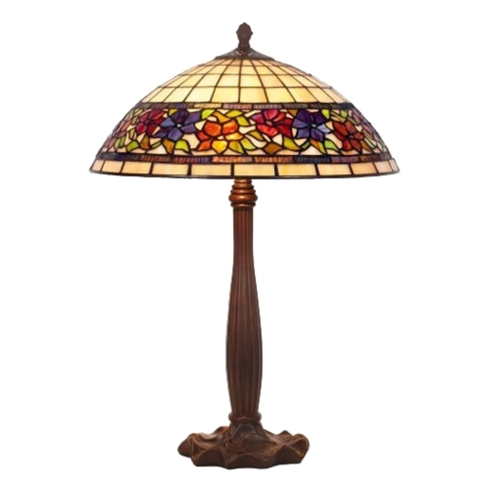 Lampa stołowa Flora w stylu Tiffany, otwarta u dołu, 64 cm