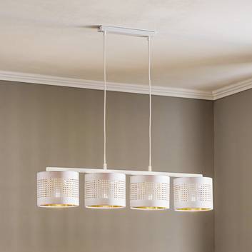 Hanglamp Tago, 4-lamps, wit/goud
