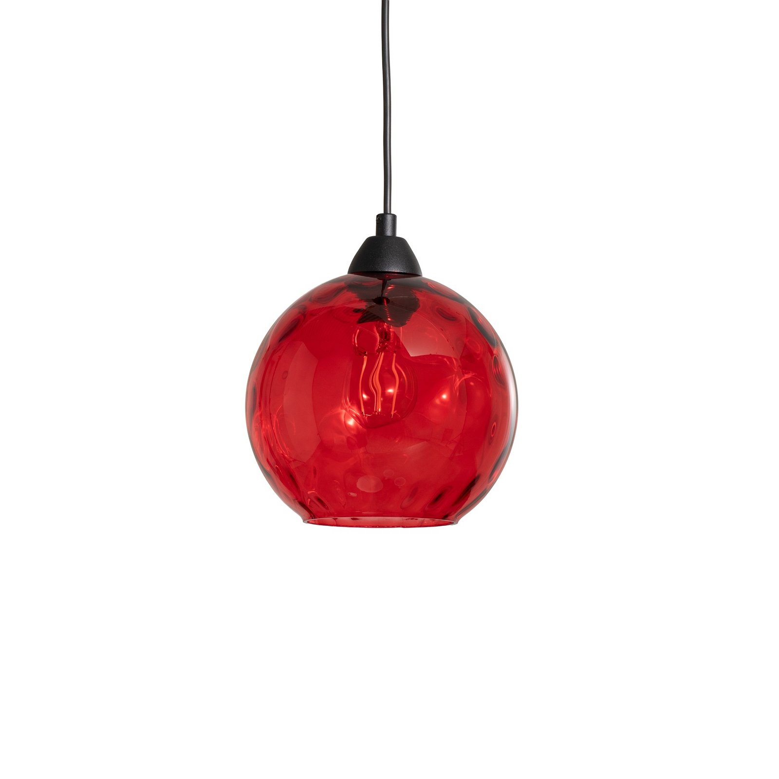 Pendelleuchte Benek, rot, Glas, Ø 20 cm, E27