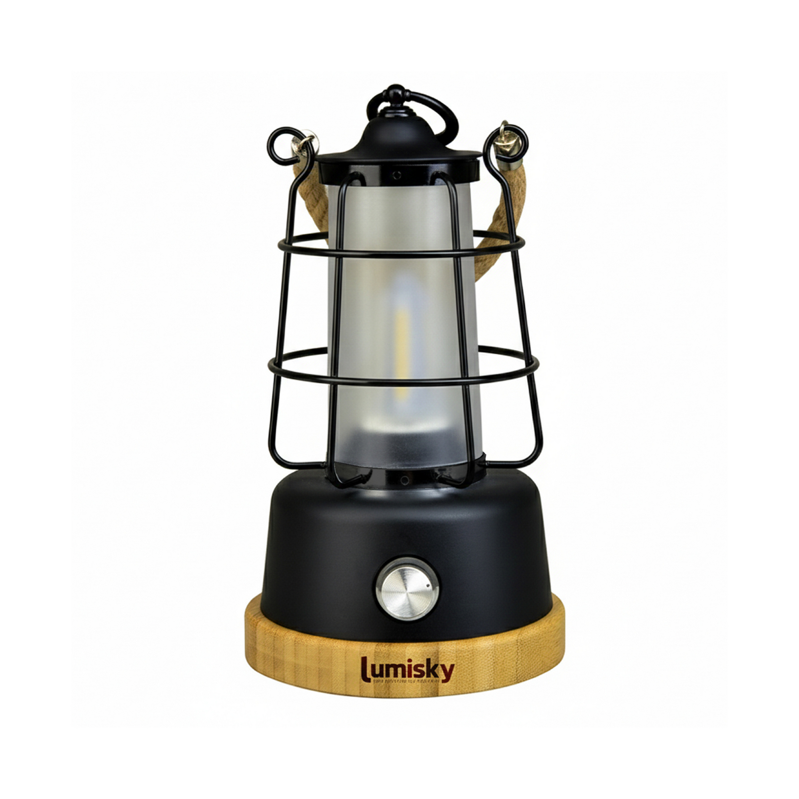 Lámpara de mesa LED recargable Wildy, negra/marrón, altura 23 cm, metal