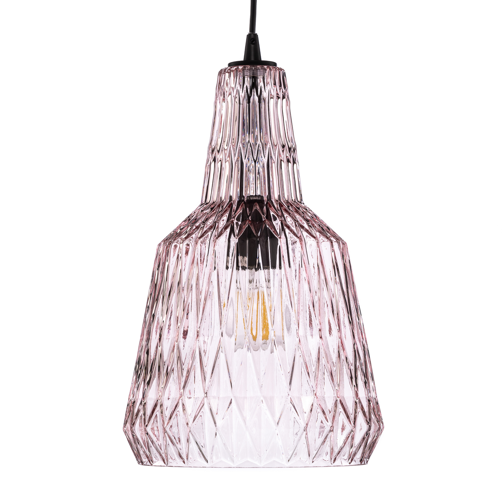 Lindby Belarion pendant light magenta 1-bulb glass