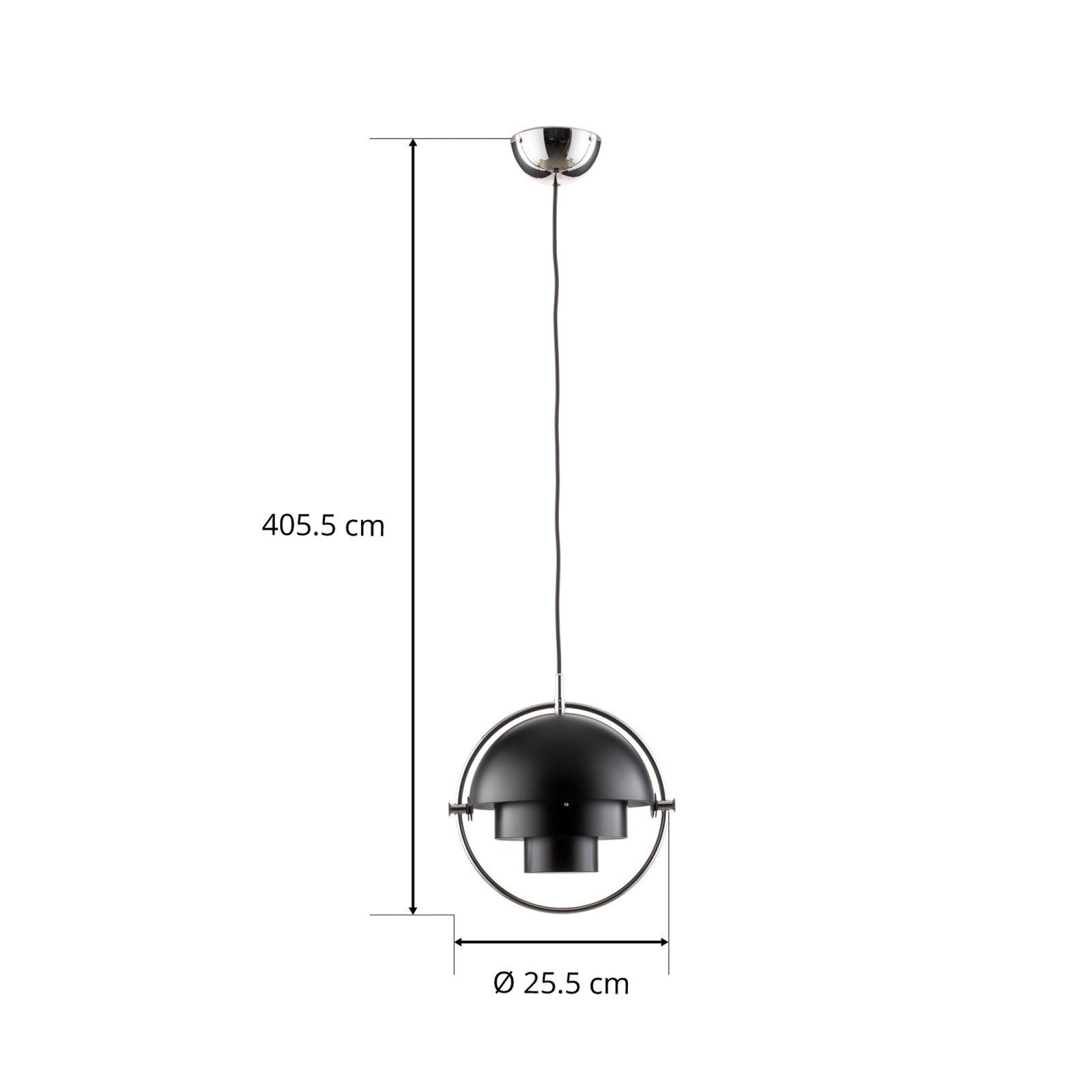 Lampa wisząca Gubi Lite, Ø 27 cm, chrom/czarny