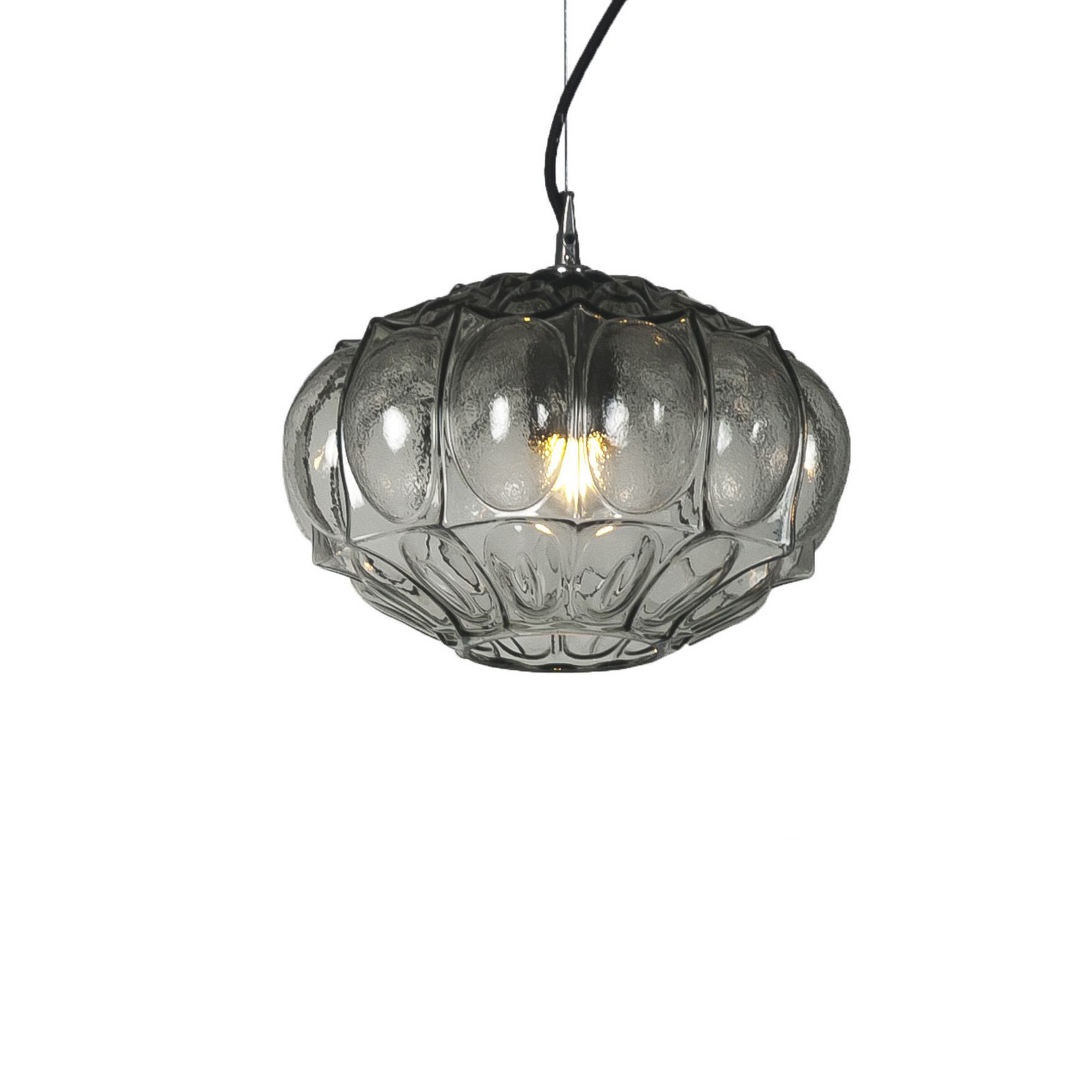 Karman lampă suspendată Ginger gri fum înălțime 20 cm sticlă E27 - Camera de zi / sufragerie - design - fum gri-transparent