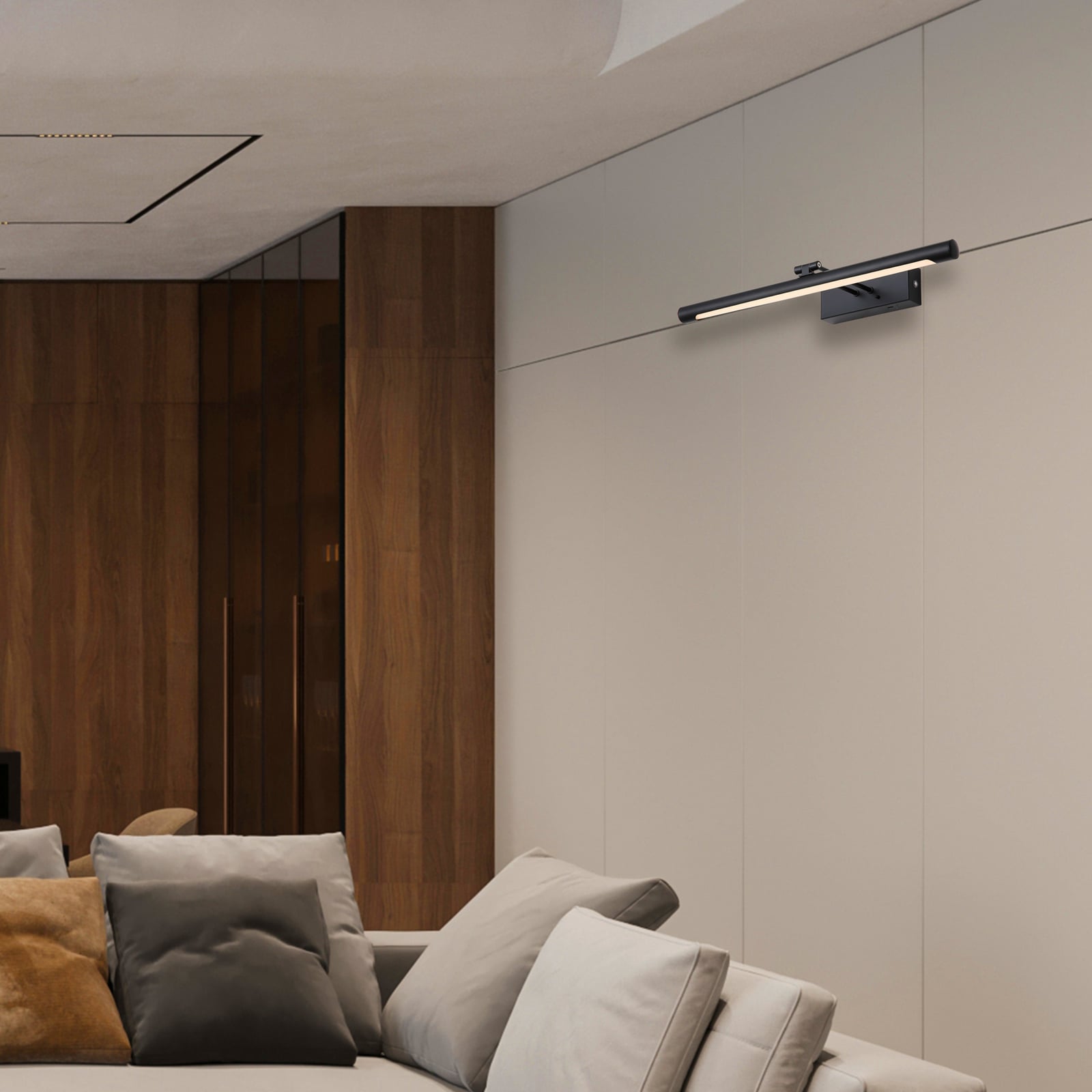 Applique murale LED rechargeable Holton, noir mat, largeur 45 cm, CCT