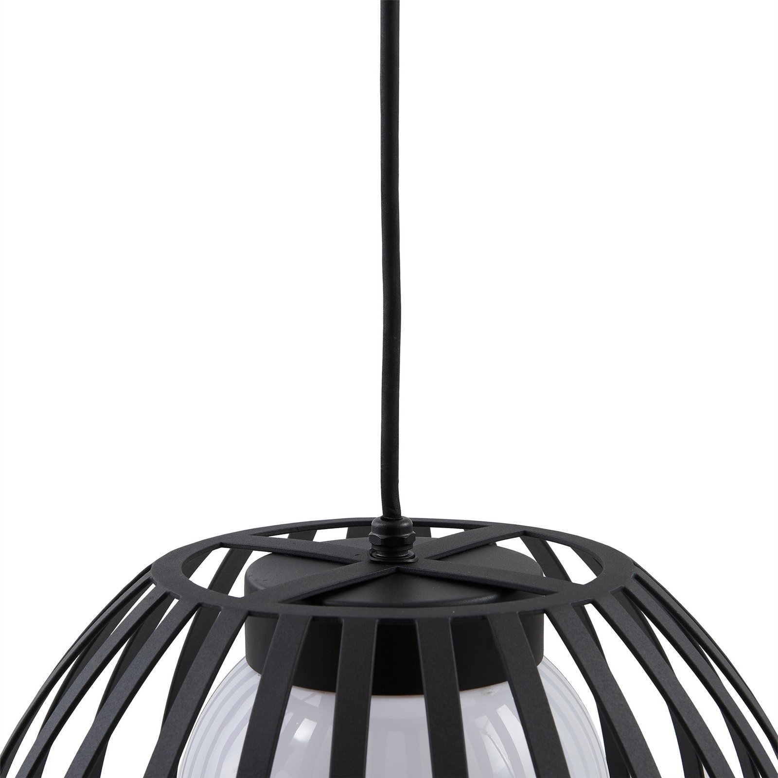 Lucande Marrin outdoor pendant light, black, metal, Ø 31 cm