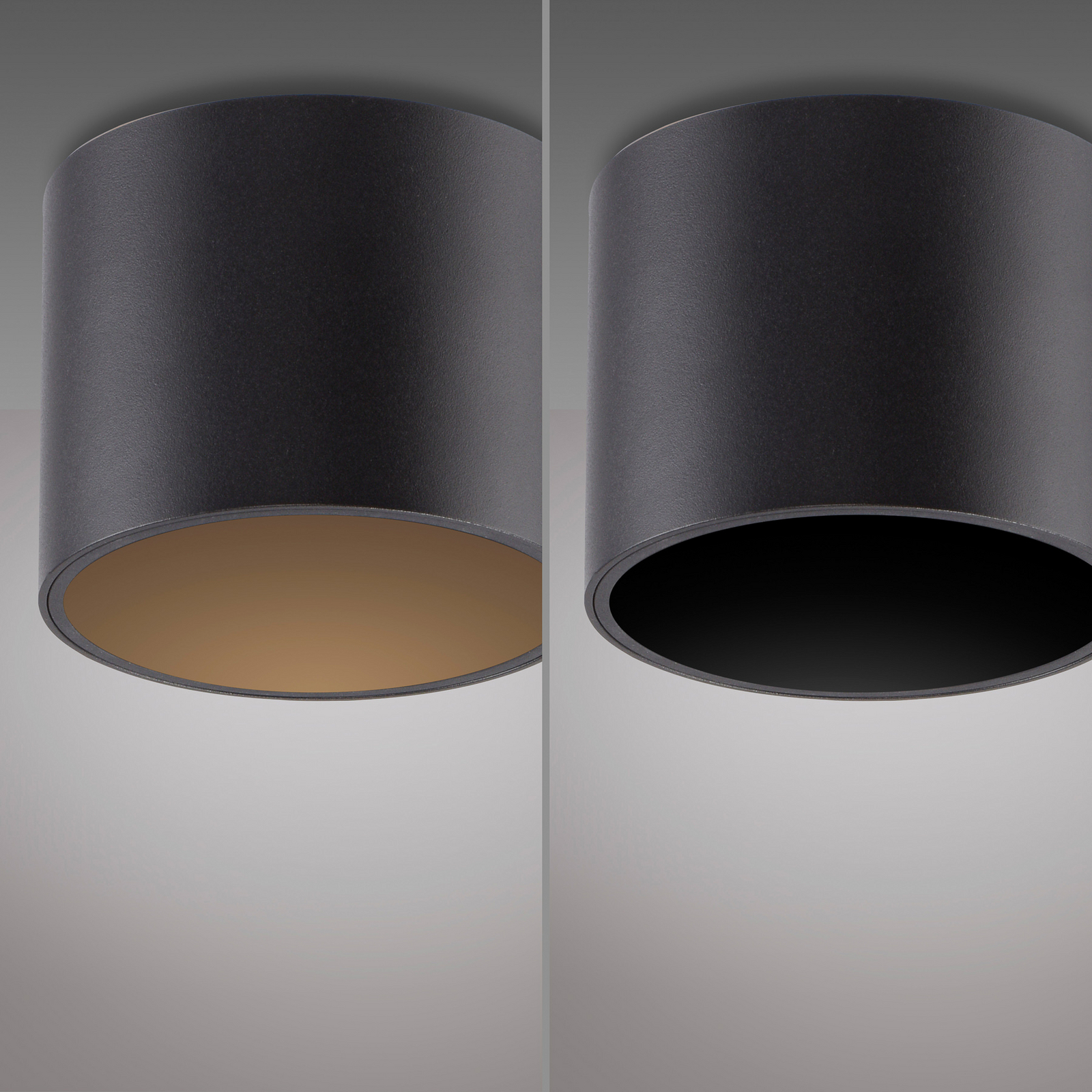 PURE LED лампа за баня Point, черна, Ø 18 cm, IP44
