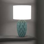 Tortuga table lamp, green/white, height 49.5 cm, ceramic/linen