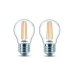 Philips LED-Lampe E27 P45 4,3W Filament 2700K 2er
