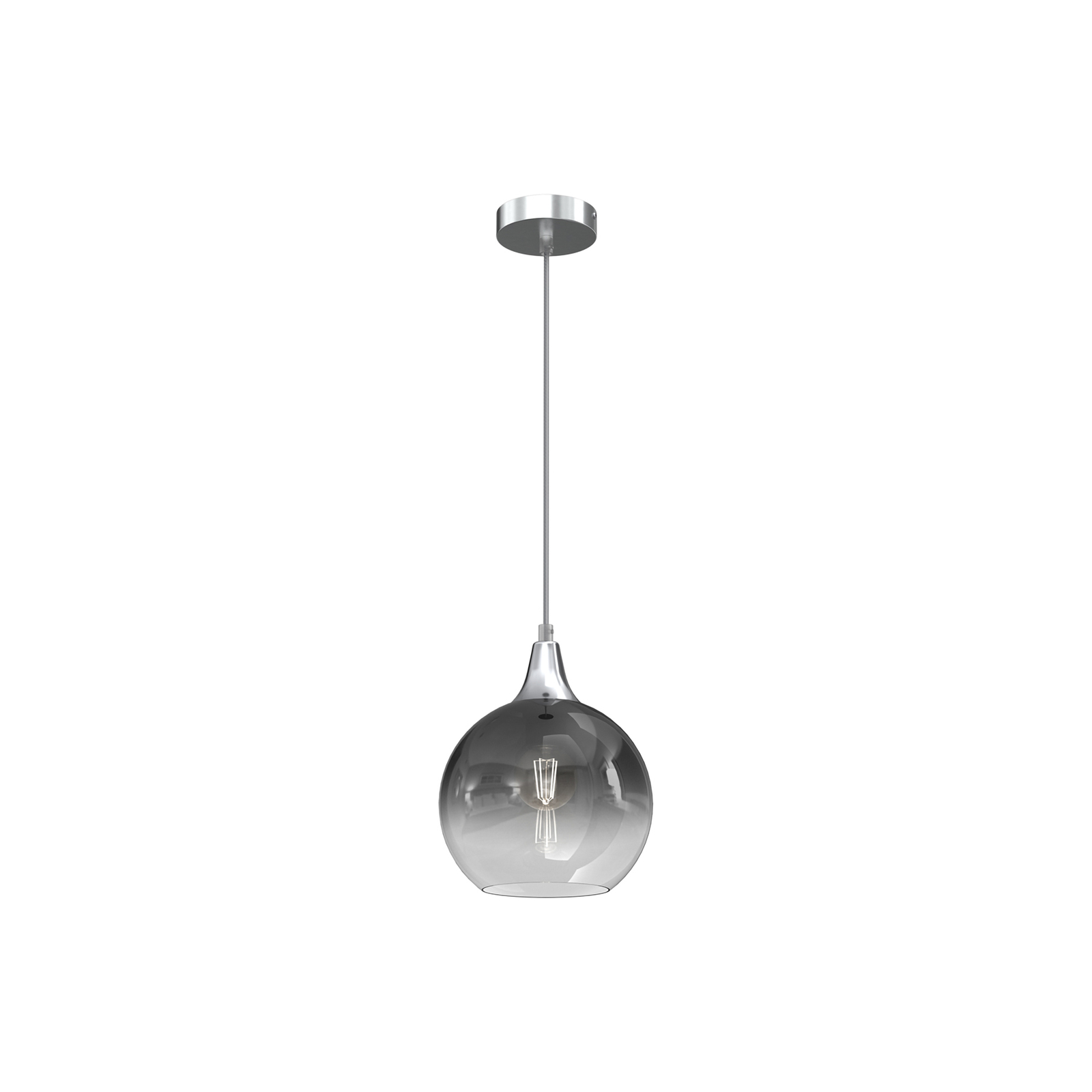 Hanglamp Monte van glas, 1-lamp, zilver