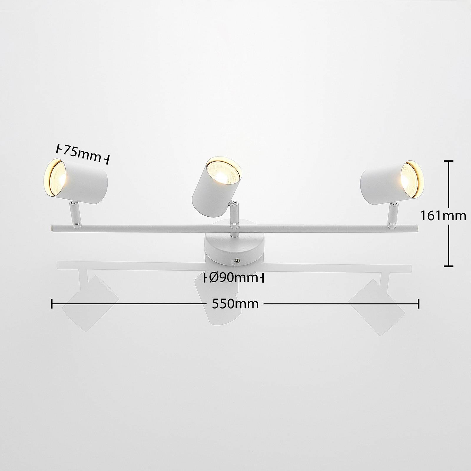 Reflektor sufitowy Lindby Jorell, biały, 55 cm, 3-punktowy, metal, GU10