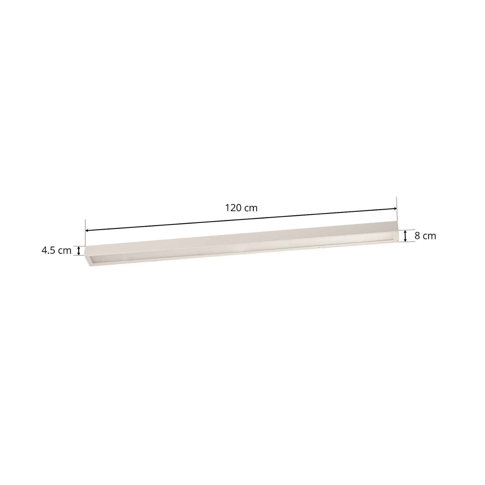 Mera LED-vägglampa, bredd 120 cm, vit, 3 000K