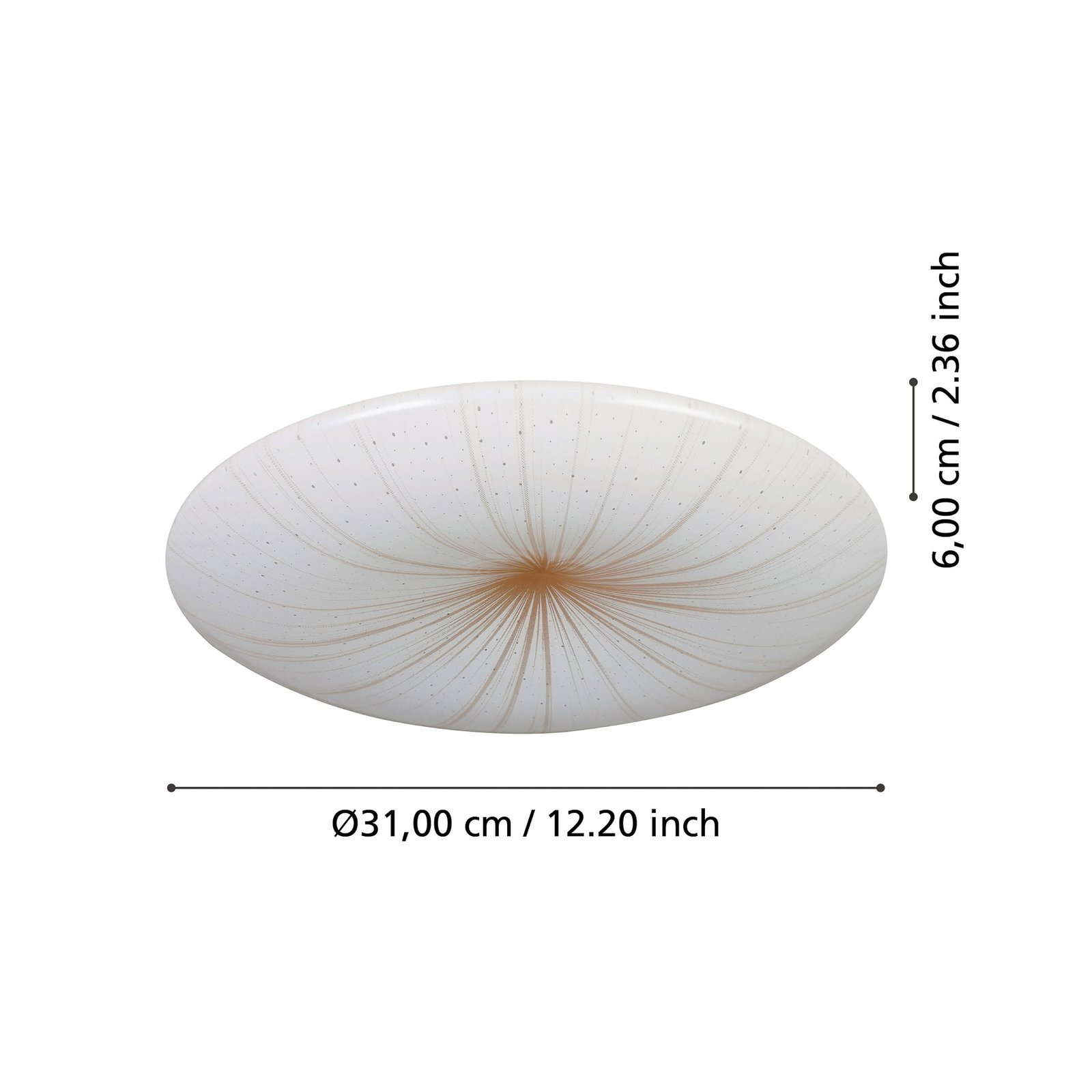 Plafonnier LED Nieves 1 au design rayonnant Ø31cm