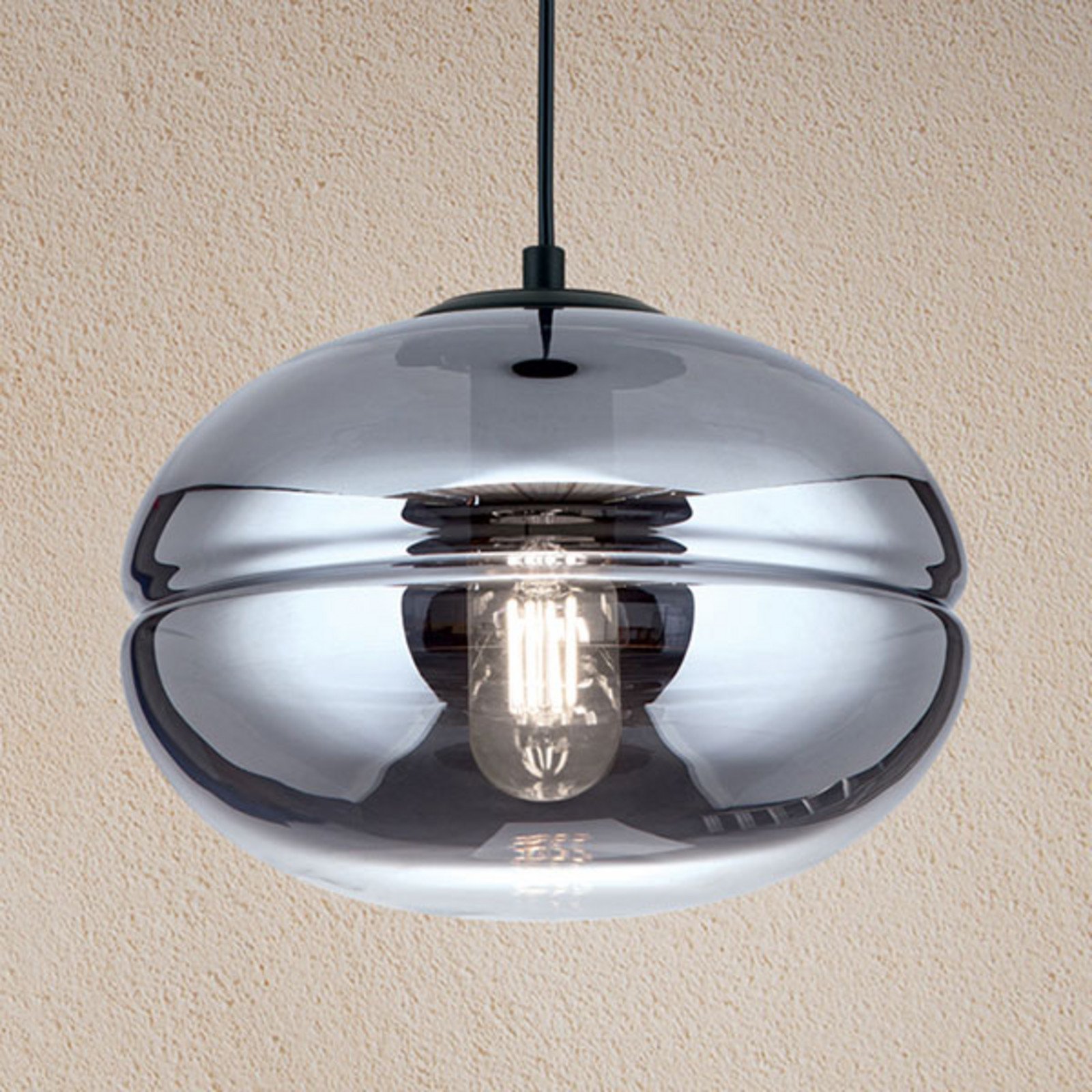 ORION Lampă suspendată Richard metal negru sticlă fum - Camera de zi / sufragerie - modern - negru gri fumuriu