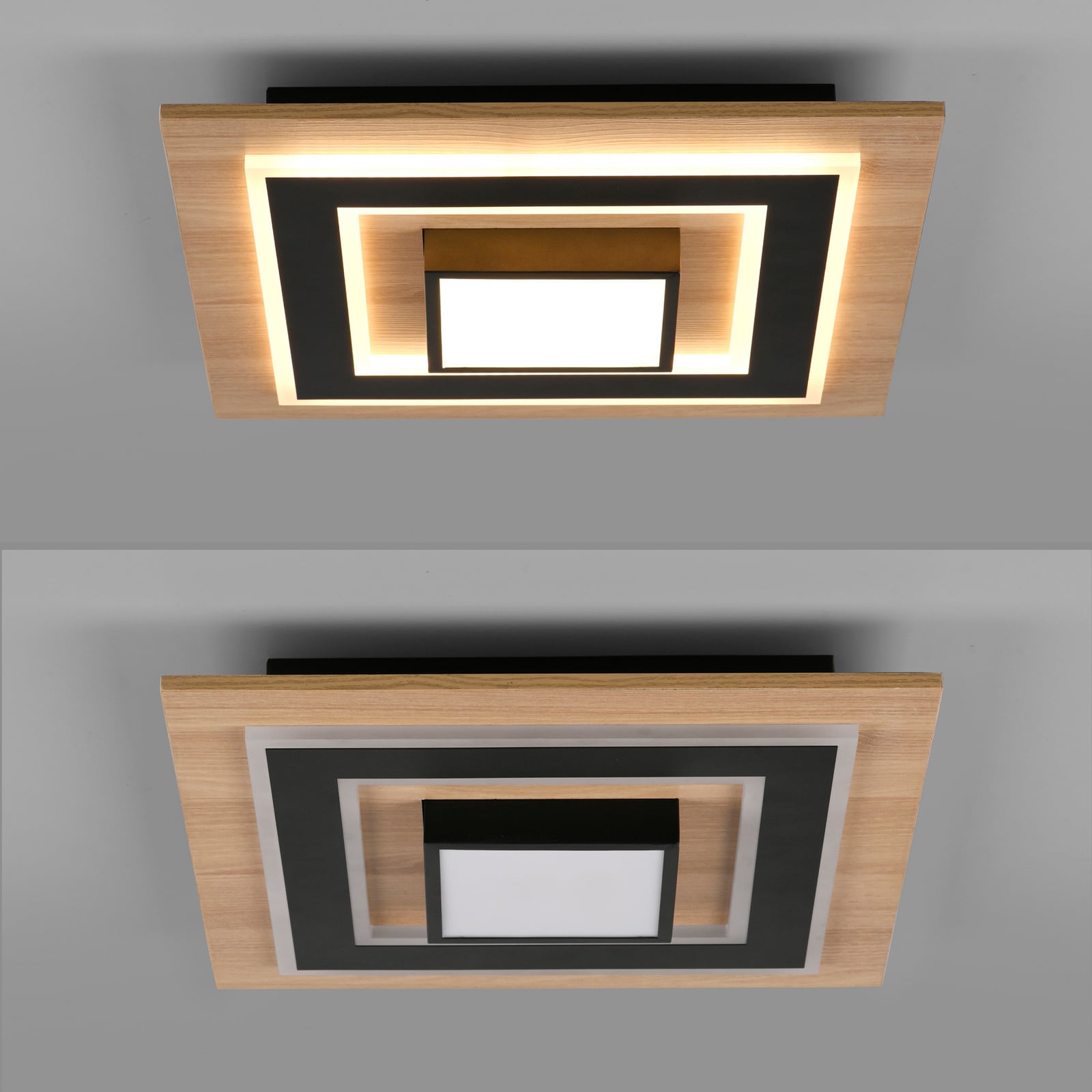 JUST LIGHT. Taklampe Tola, kantet, 2 lyskilder, tre, 3000 K JUST LIGHT. Taklampe Tola, kantet, 2 lyskilder, tre, 3000 K