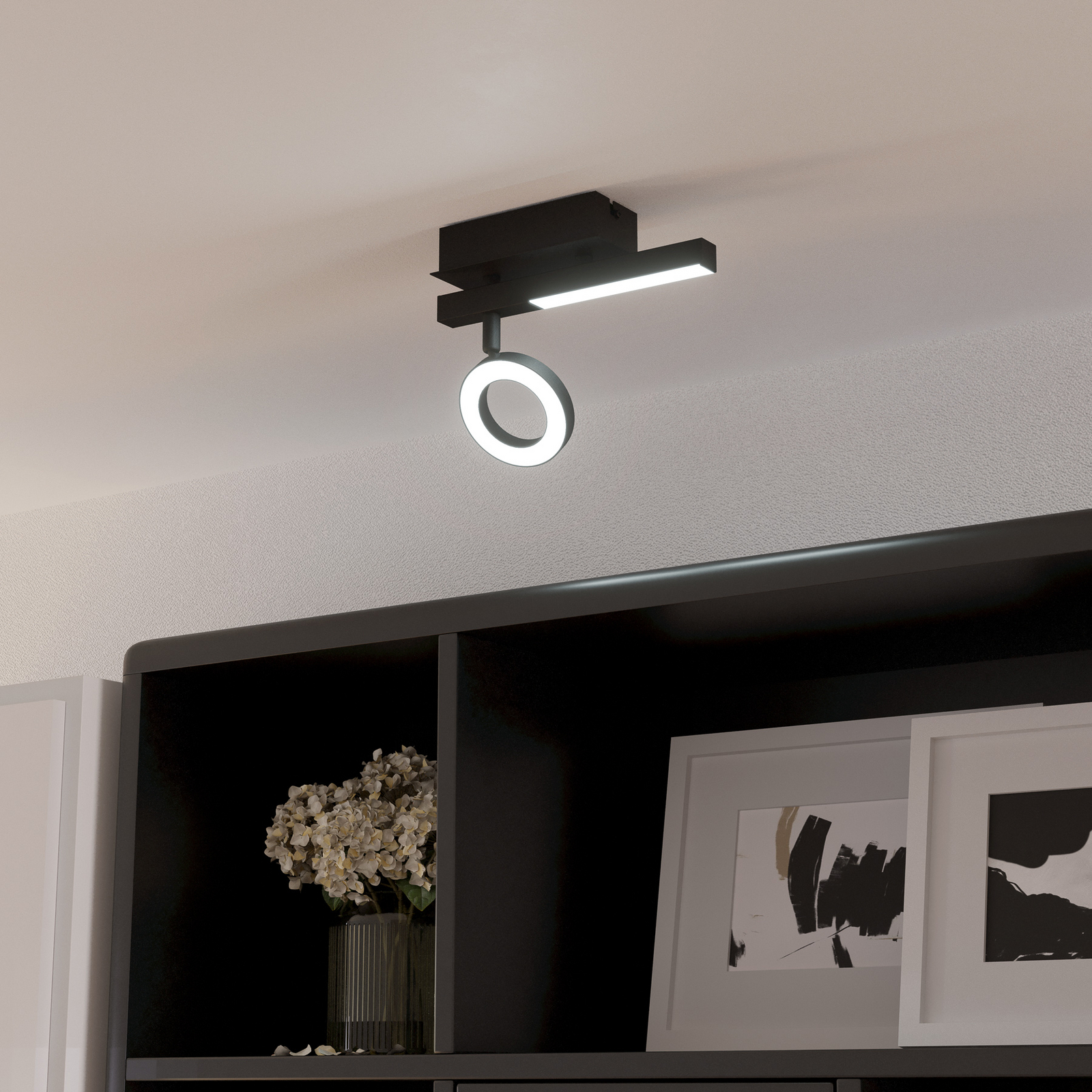 LED stropni spot Cardillio 2 crni s prstenom