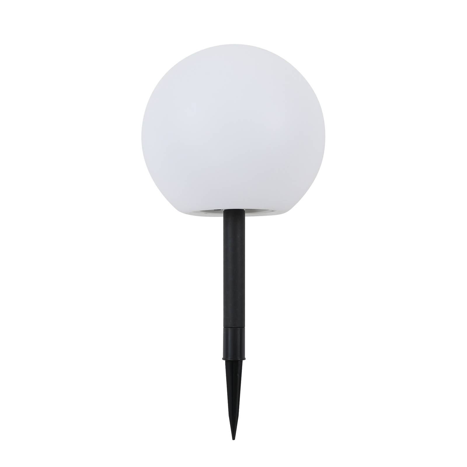 Lindby LED-Solarlampe Lago, Ø 25 cm, Kugel, Erdspieß, weiß