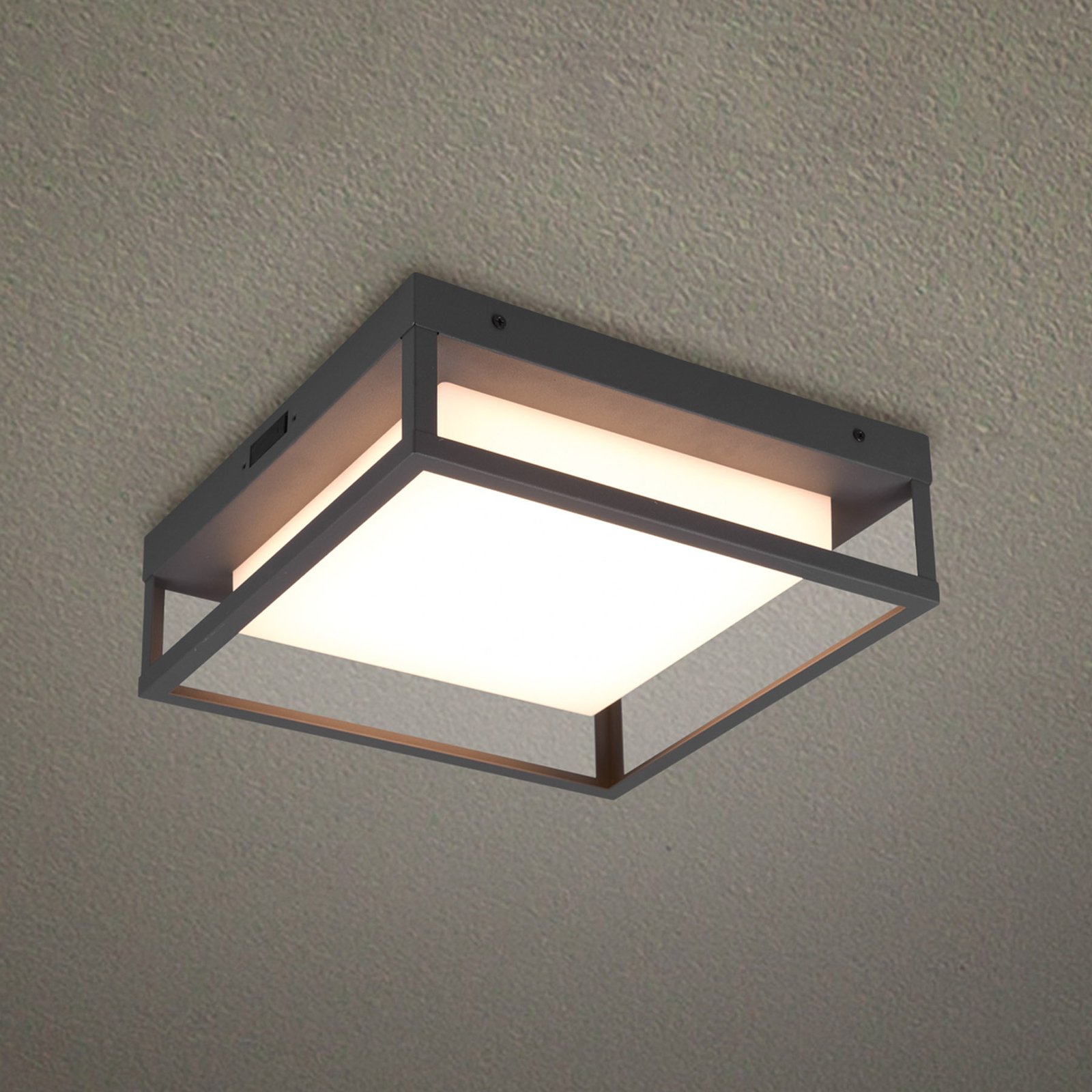 LED buiten plafondlamp Witham IP54, CCT, antraciet