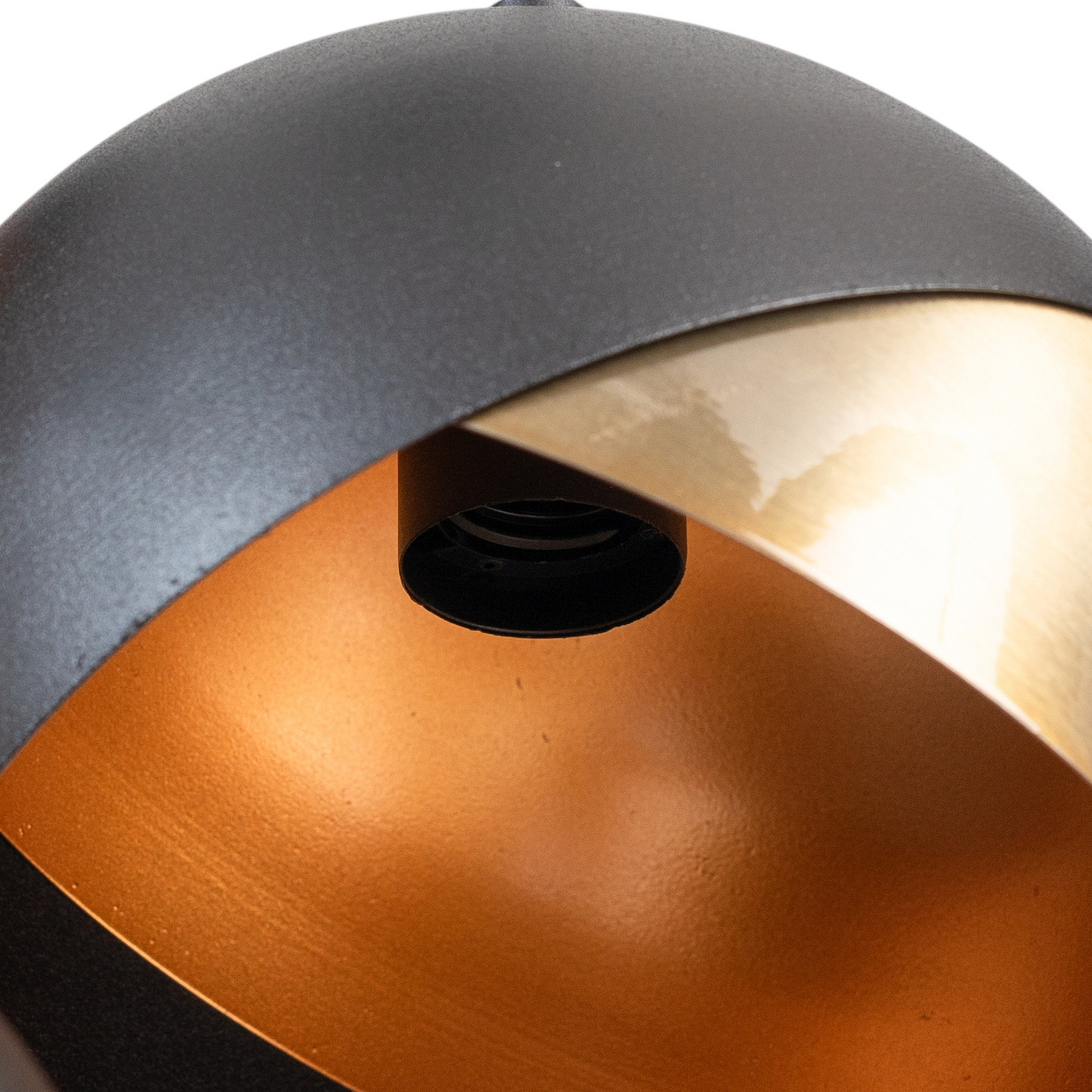 Berceste 252-S2 pendant light, black/gold metal, 3-bulb, round