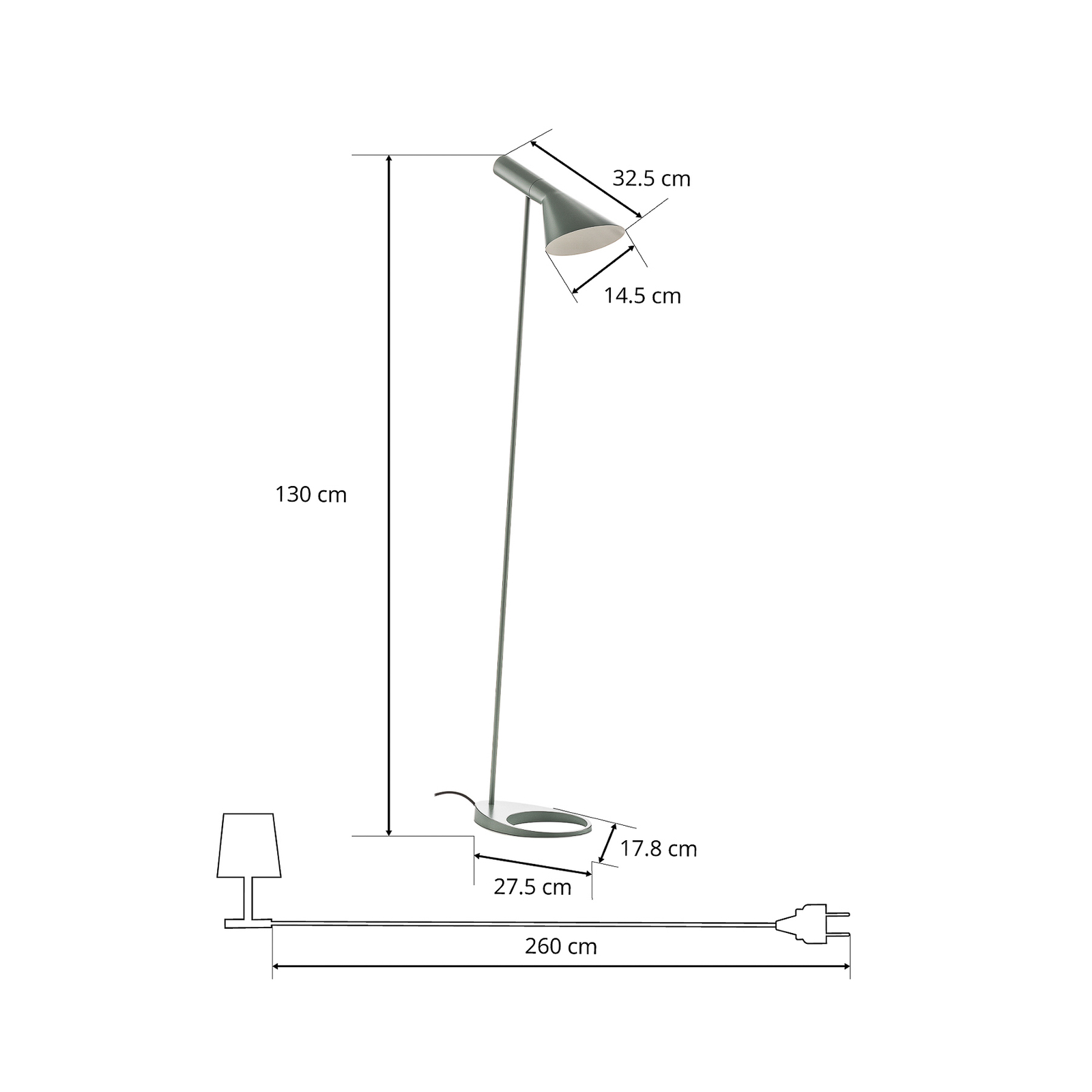 Louis Poulsen AJ - stojací lampa petrolejová