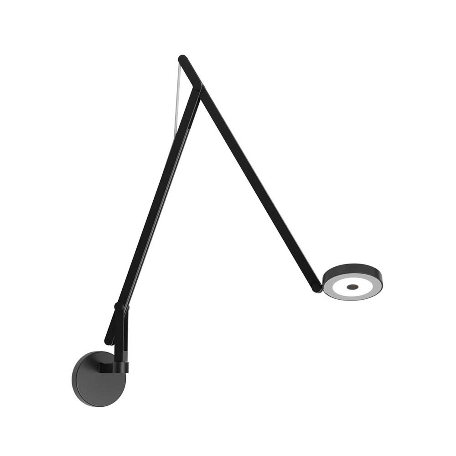 String W2 Wall Lamp w/Hole DTW Matte Black/Silver - Rotaliana