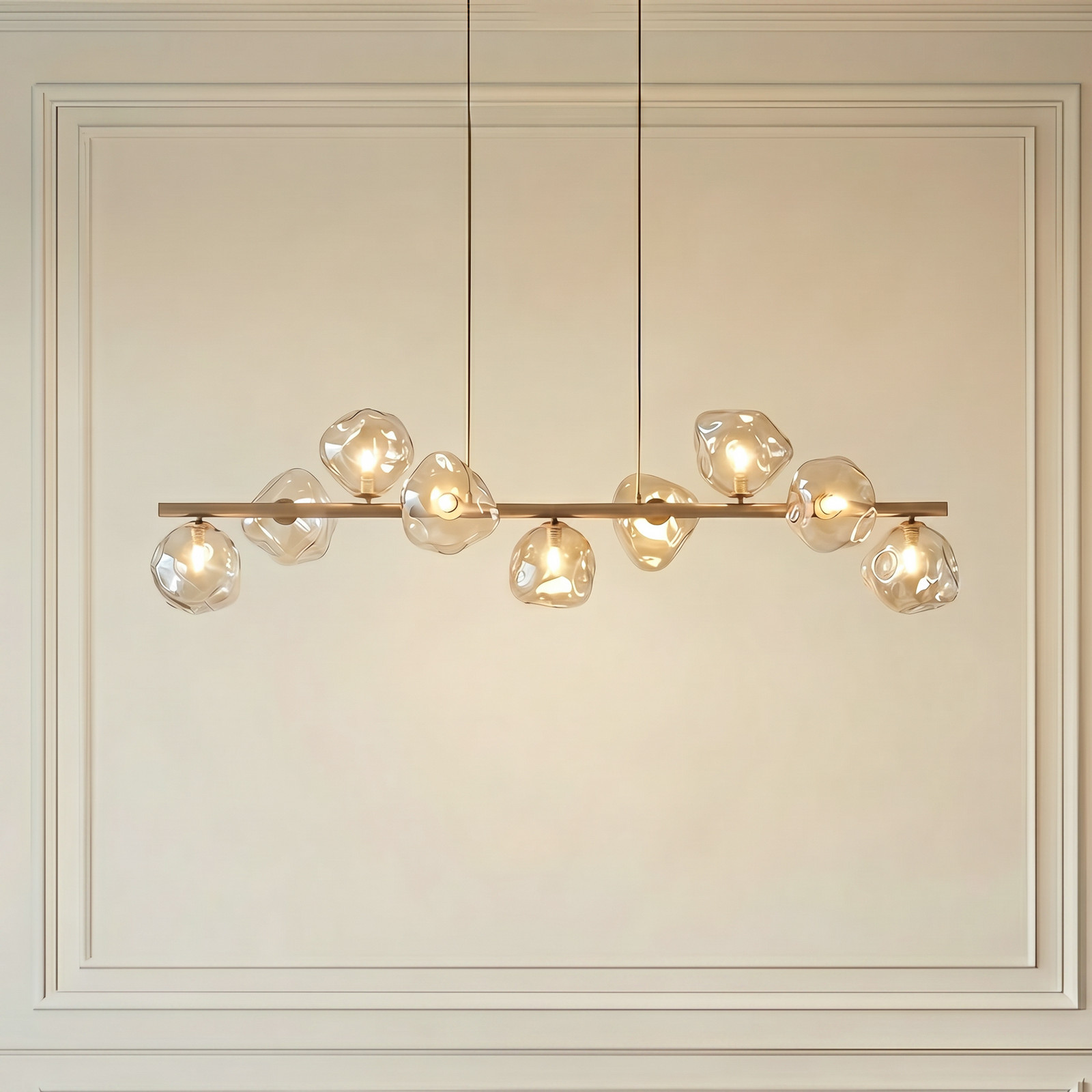 TK Lighting Lampă suspendată Lava bej cu 9 becuri sticlă lungime 116 cm G9 - Camera de zi / sufragerie - bej nuanță taupe