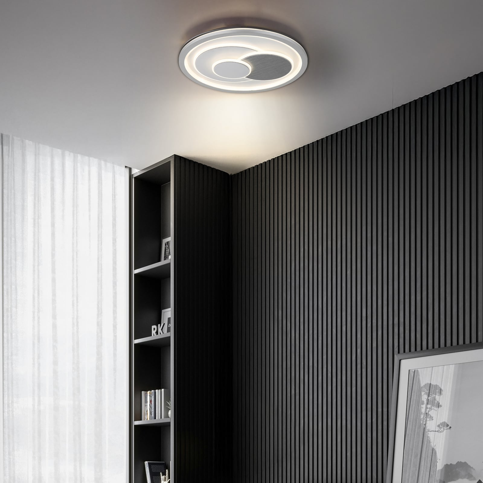 Lampa sufitowa LED Ruiz I, biało-srebrna, Ø 48 cm, CCT Lampa sufitowa LED Ruiz I, biało-srebrna, Ø 48 cm, CCT