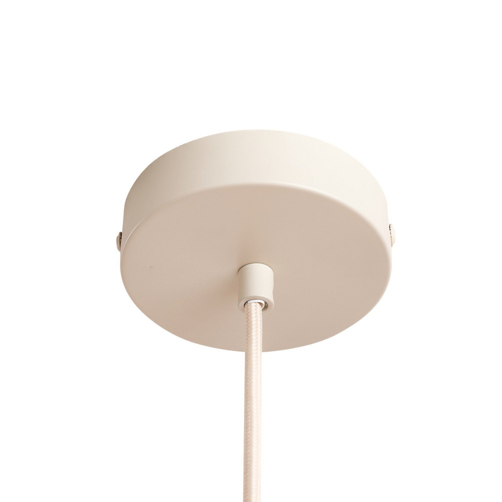 Lindby Hängeleuchte Libbie, Ø 45 cm, Leinen, cremefarben