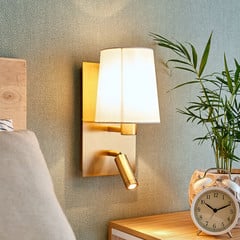 Lindby seinävalaisin Aiden, 30 cm, antiikkimessinki, LED-lukuvalaisin