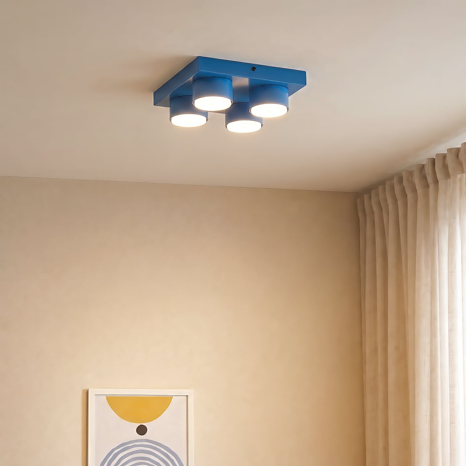 Lampa sufitowa Brix, niebieska, długość 23 cm, 4-punktowa, GX53