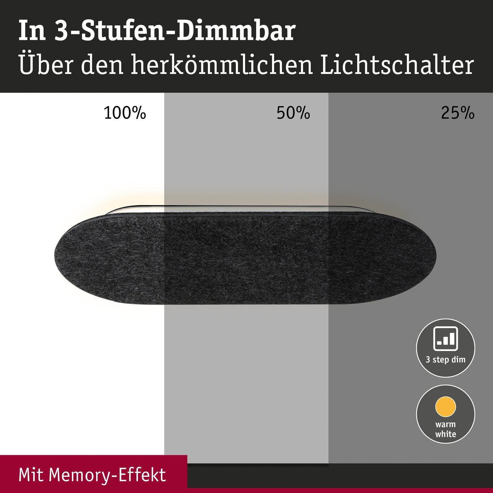 Tulga LED Applique Murale 3-Step-Dim Long Antracit - Paulmann