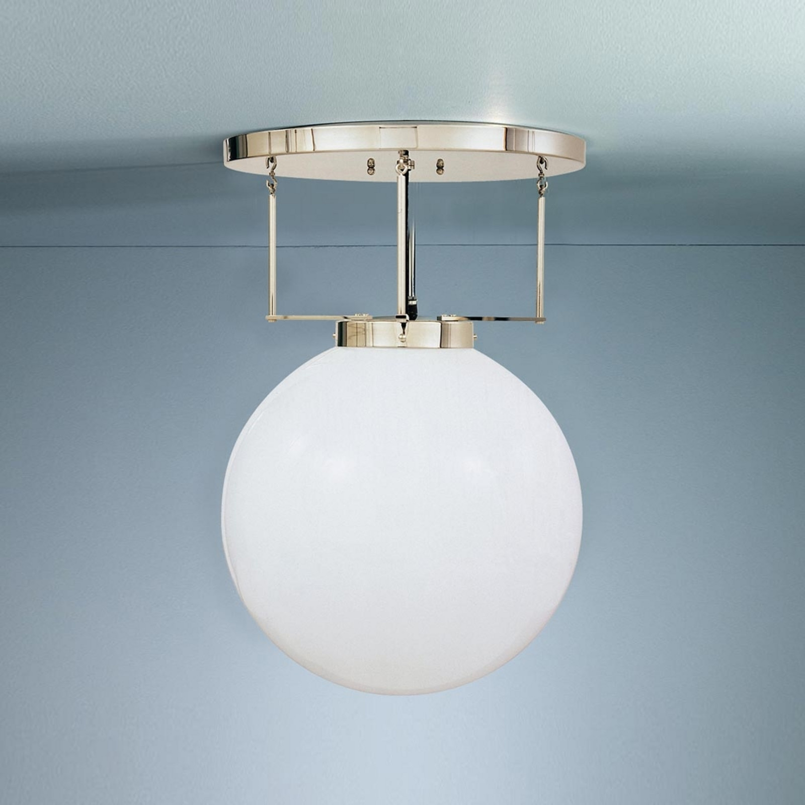 Plafonieră TECNOLUMEN DMB 26 alamă 25 cm - Camera de zi / sufragerie - design - alb opal alamă - Sticlă