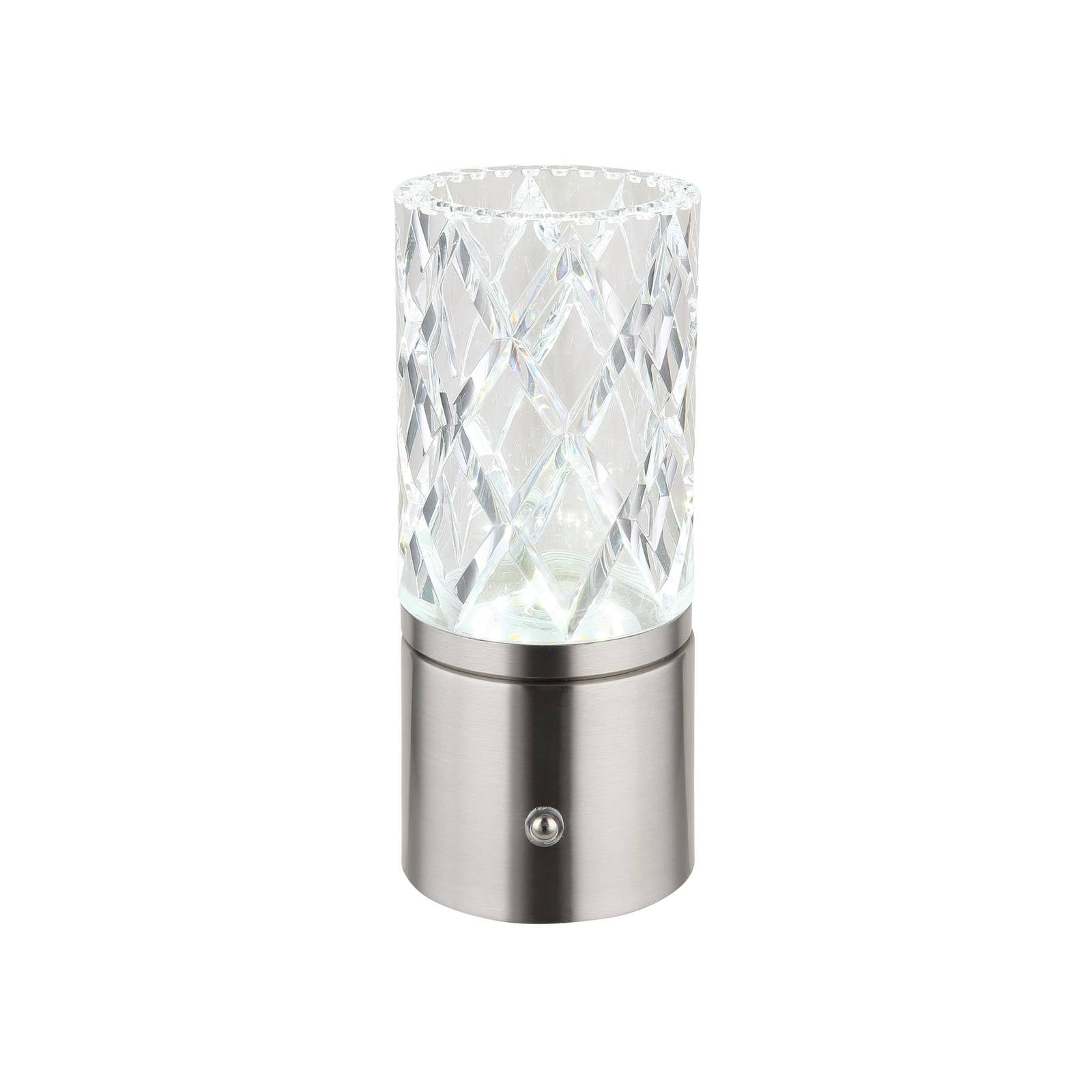 LED-Akku-Tischleuchte Lunki, nickelfarben, Höhe 19 cm, CCT