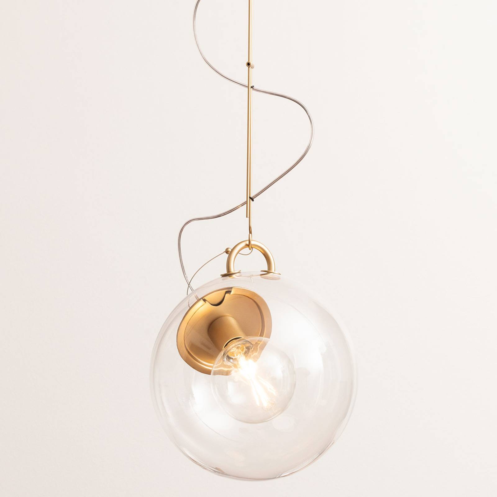 Artemide Miconos szklana lampa wisząca, mosiądz
