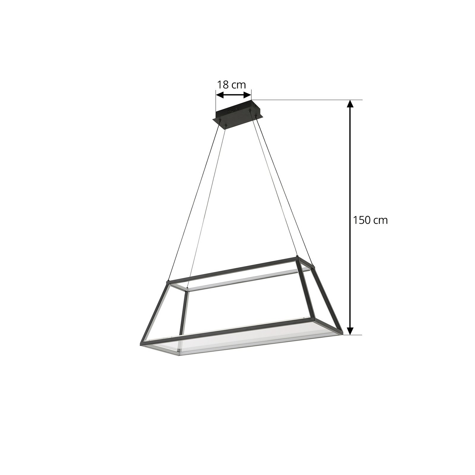 Lucande LED visilica Mensola, crna, aluminij, 75 cm