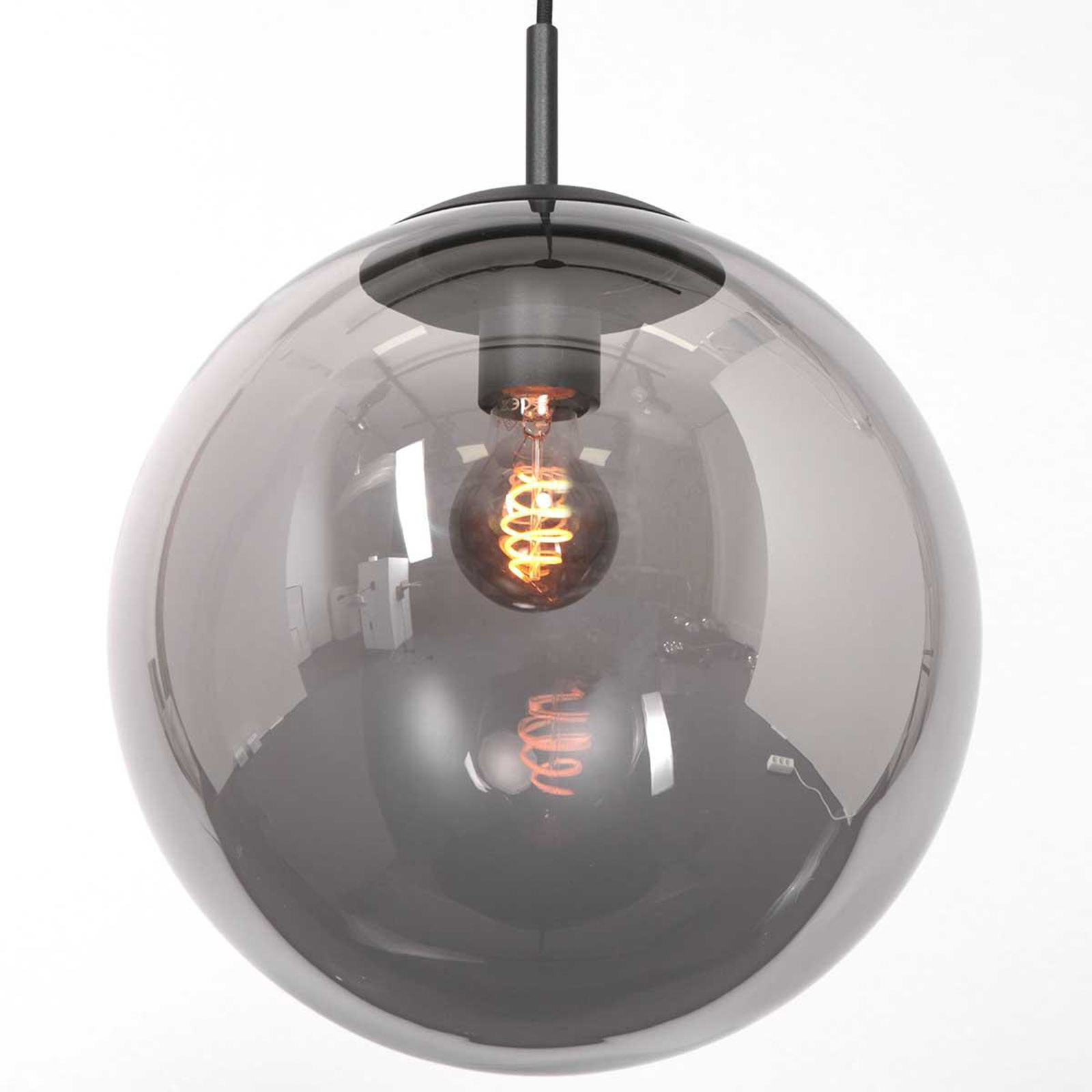 Suspension Bollique, noir, Ø 20 cm, verre, 1 lampe, sphère