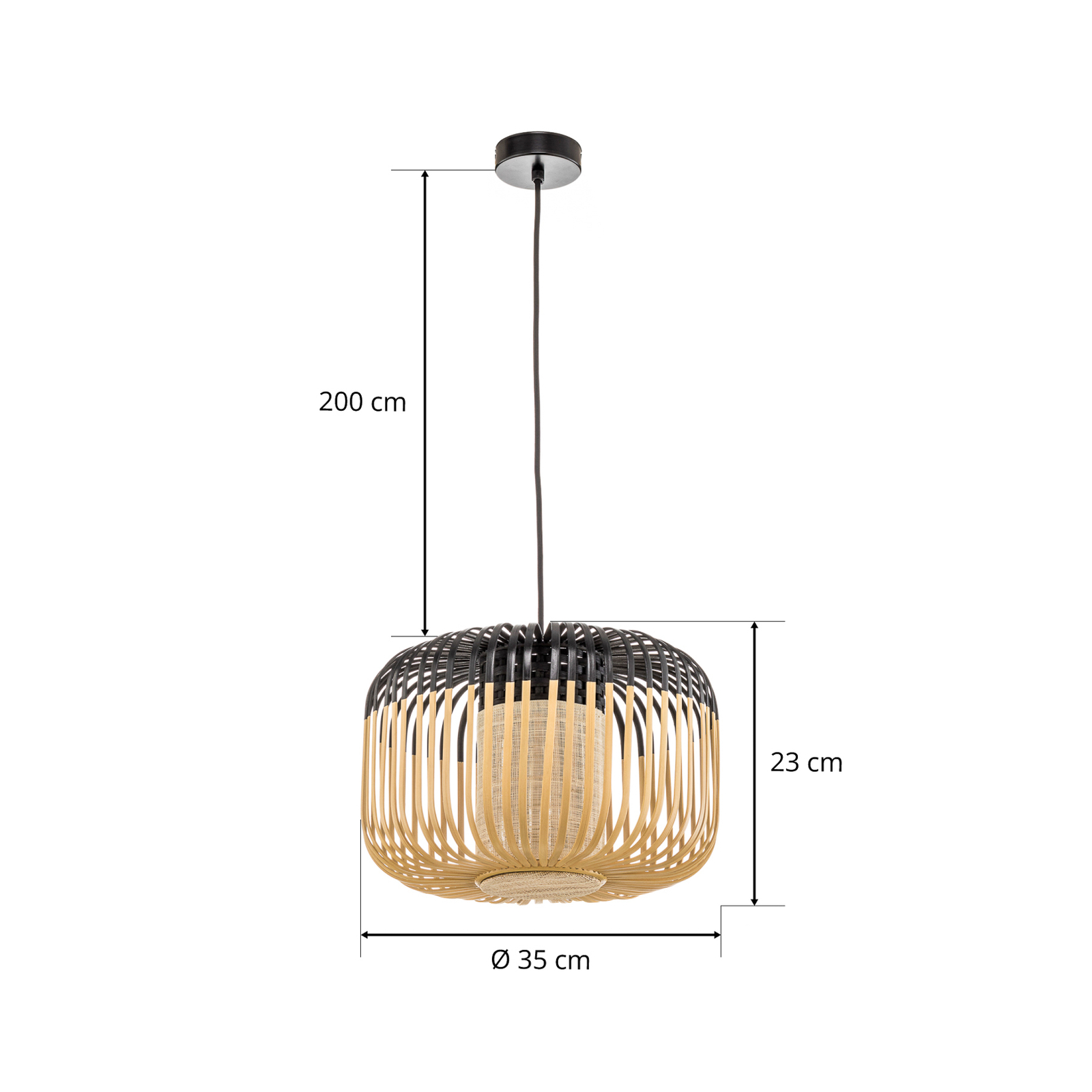 Forestier Bamboo Light S závěsné světlo 35cm černá